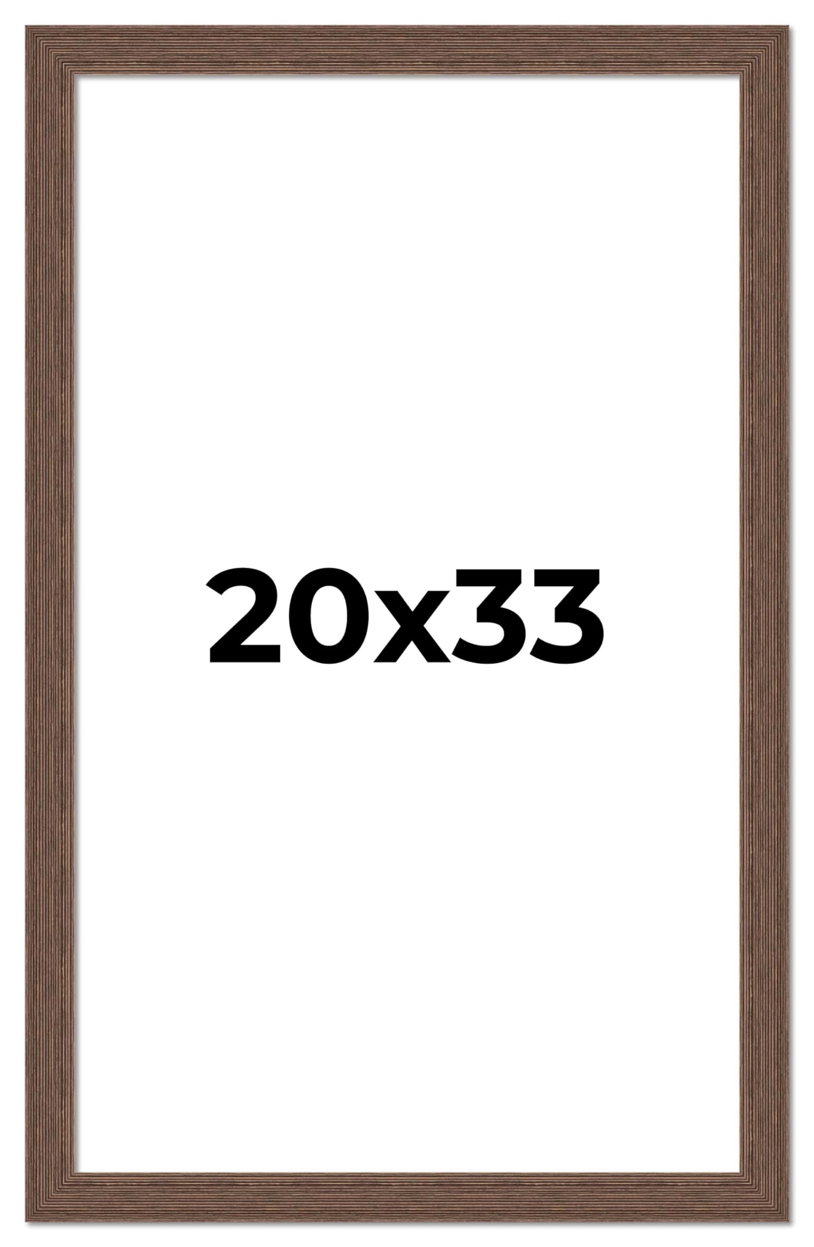 20x33 Brown Distressed Barnwood Picture Frame - Rustic Farmhouse Photo Frame with UV Acrylic Shatter Guard & Acid-Free Backing | Perfect for Wall Decor, Wedding Photos, and Home Office Display