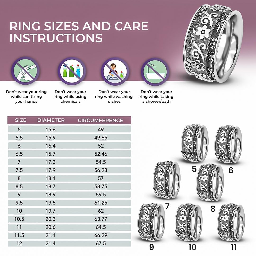 925 Sterling Silver Mom Spinner Ring for Women - Elegant Adjustable Spinner Band Jewelry Gift for Mother's Day, Birthday & Anniversary | Perfect for Everyday Wear, Special Occasions & Thoughtful Gifting