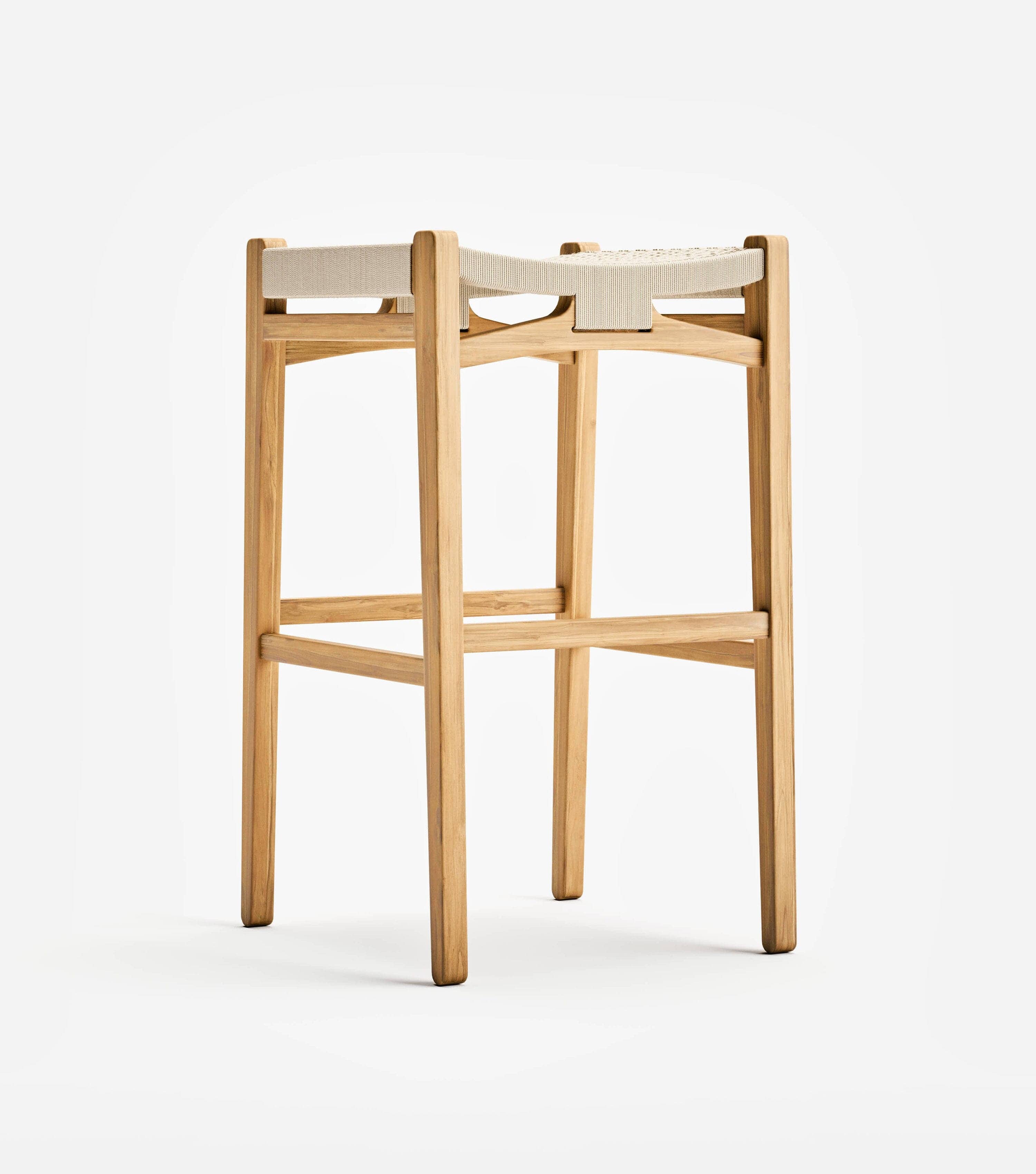 Chontales Backless Bar Stool with Naturaline V Braided Cord - Modern Counter Height Stool for Kitchen Island, Breakfast Nook & Home Bar Decor