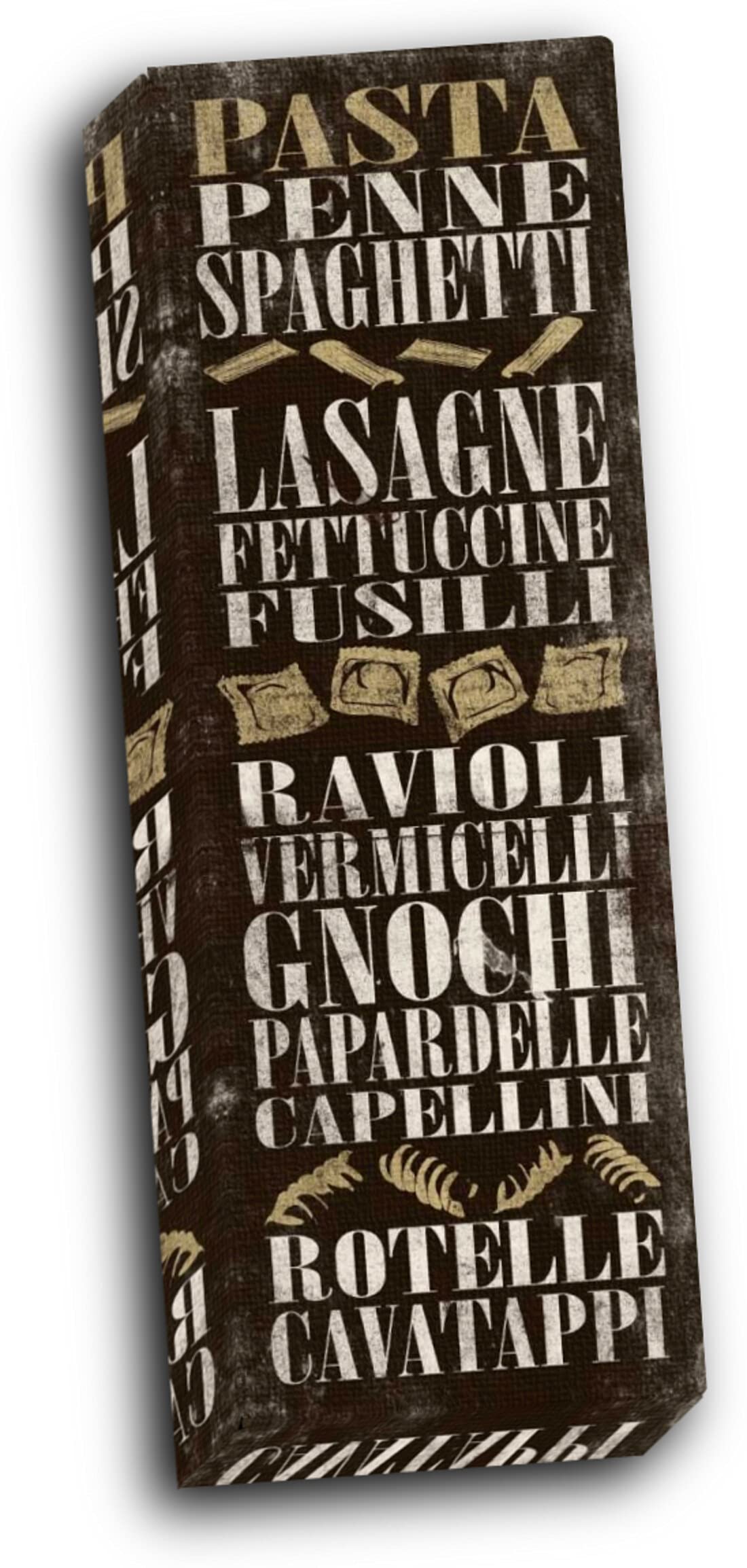 Wallsthatspeak Pasta Utensils 8x24 Gallery Wrapped Stretched Canvas - Italian Kitchen Decor, Restaurant Wall Art, Foodie Gift for Home & Office