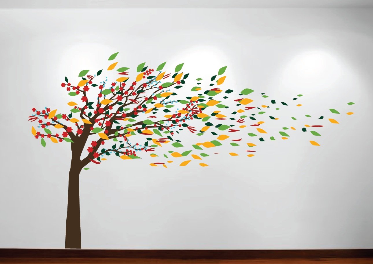 Blowing Tree Cherry Blossom Nursery Wall Decal - 84
