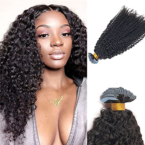 Kinky Curly Tape-in Human Hair Extensions 100g 40pcs - Malaysian Remy Hair, Natural Black, 20 Inch, Skin Weft for Seamless Blending | Perfect for Protective Styles, Weddings & Everyday Glam