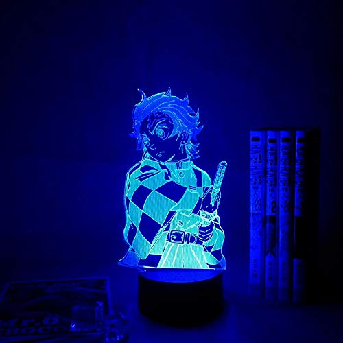 3D Anime Demon Slayer Tanjiro Kamado LED Night Light - 16 Color Changing with Remote Control, Kids Bedroom Decor, Christmas & Birthday Gift for Boys Girls - Perfect for Bedtime, Gaming Room & Anime Themed Parties