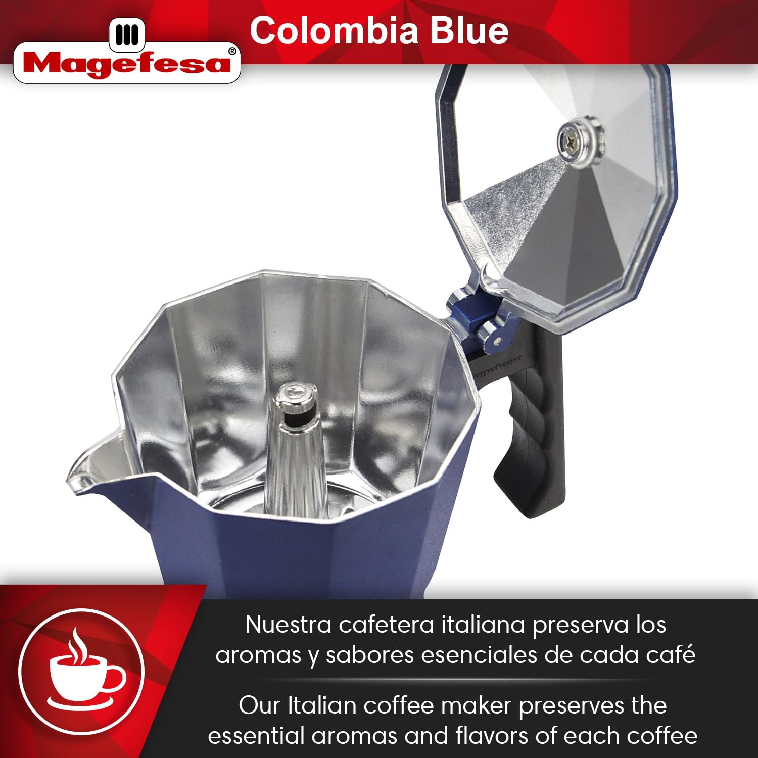 MAGEFESA 6-Cup Stovetop Espresso Moka Pot - 10 oz Italian Coffee Maker for Cuban Coffee | Extra-Thick Aluminum with Heat-Resistant Handle | Perfect for Home, Office & Camping Coffee Brewing