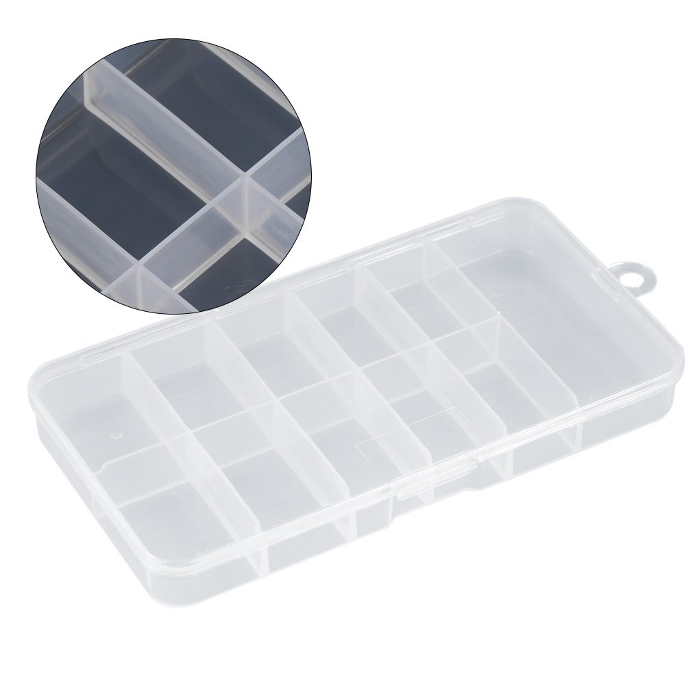10 Grid Nail Art Storage Case - Empty Nail Tip Organizer Box for Salon & Home Use, Portable Nail Tools Container for Manicure, Pedicure & DIY Nail Art Accessories | Perfect for Professional Salons, Home Beauty Stations & Travel Nail Kits
