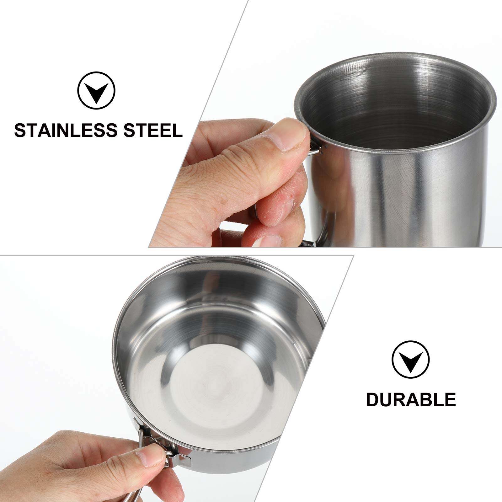 BESPORTBLE 8-Piece Stainless Steel Camping Cookware Set - Lightweight Outdoor Cooking Pots & Pans for Backpacking, Hiking, Camping Trips - Perfect for Boiling, Frying & Stewing in the Wilderness