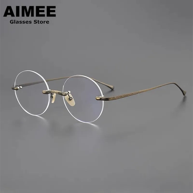 Aimee Women's Rimless Round Titanium Eyeglasses 95933 - Lightweight & Durable Glasses for Work, Reading & Fashion