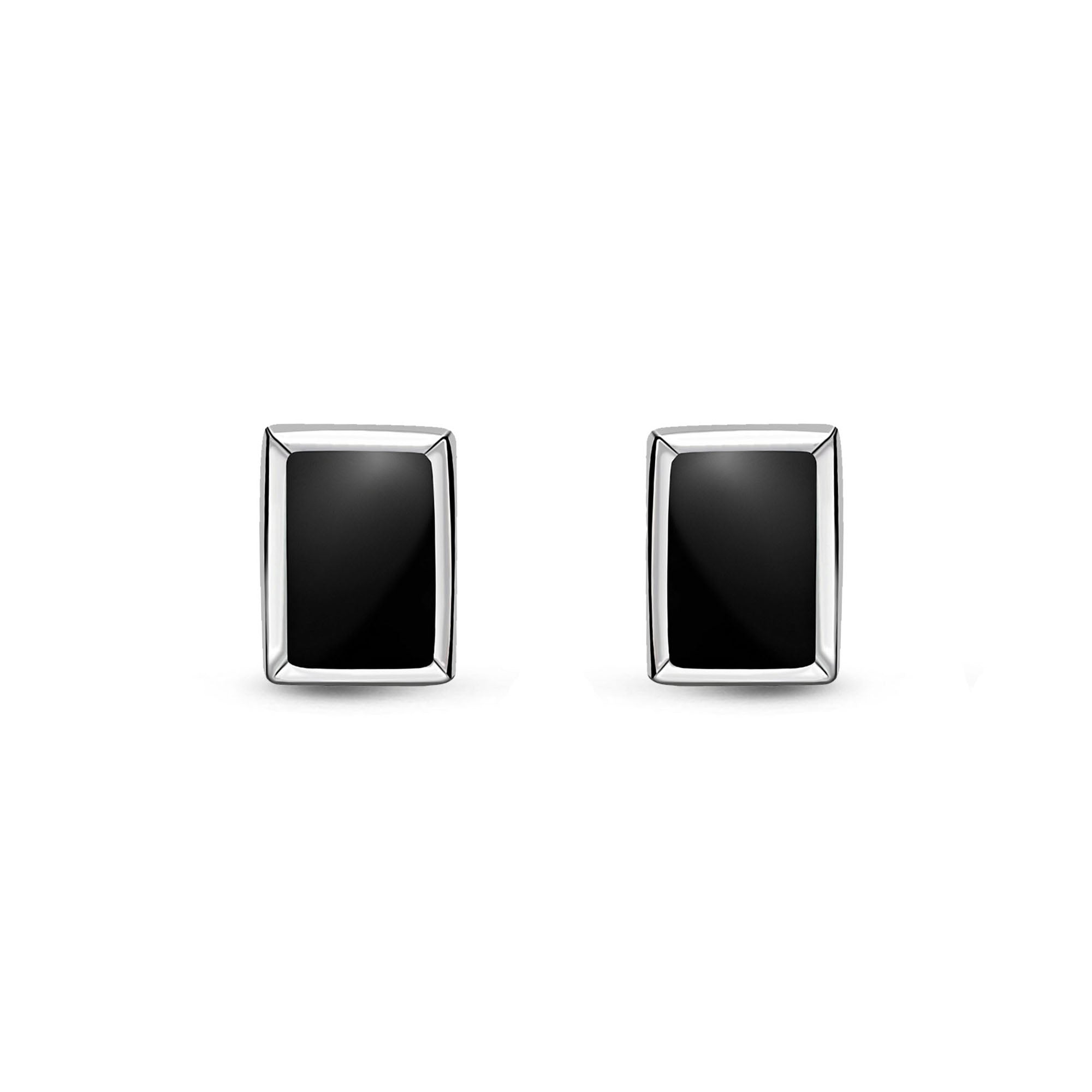 Sterling Silver Whitby Jet Octagonal Stud Earrings for Women – Elegant Gothic Jewelry for Everyday Wear & Special Occasions
