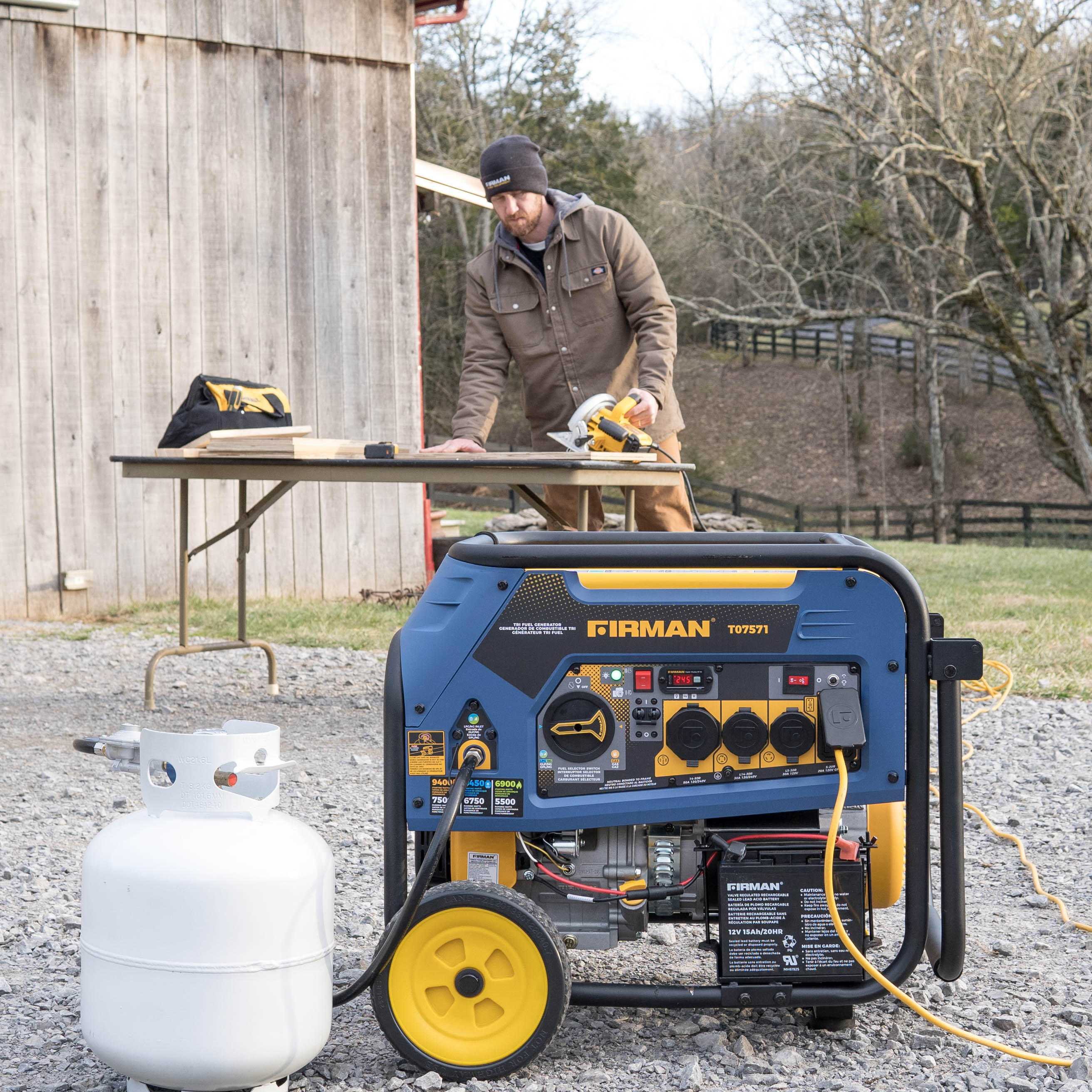 Refurbished 7500W Tri-Fuel Portable Generator with Electric Start - 120/240V Dual Voltage - Perfect for Camping, Emergency Power & Home Backup