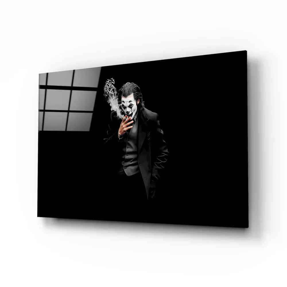 Joker Monochrome Glass Wall Art - Modern Home Decor for Living Room, Bedroom & Office - Unique Superhero Themed Artwork