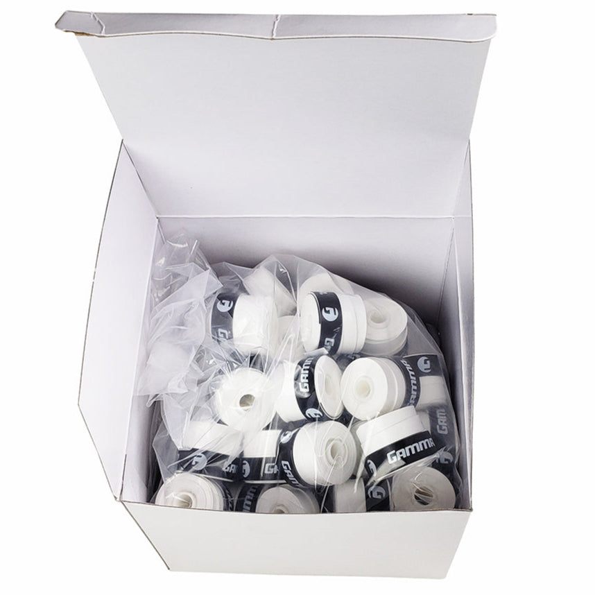 Gamma Supreme Overgrip Jar - 60 Pack (White) | Premium Tennis Grip Tape for Enhanced Comfort & Sweat Absorption | Perfect for Tennis, Badminton & Racquetball Players