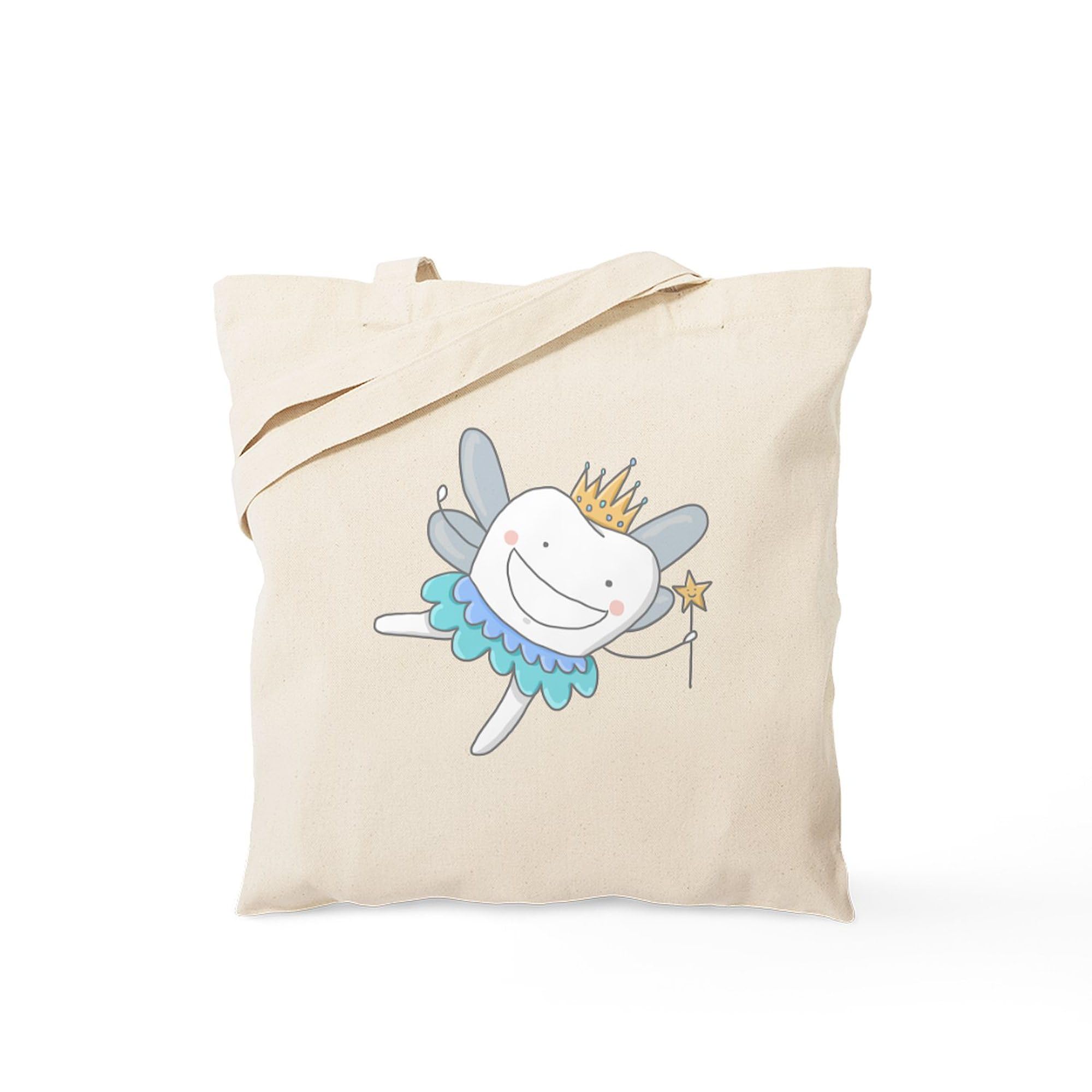 Tooth Fairy Tote Bag - Natural Canvas Reusable Shopping Bag for Kids, Eco-Friendly Grocery Bag - Perfect for Tooth Fairy Visits, School Lunches & Beach Trips