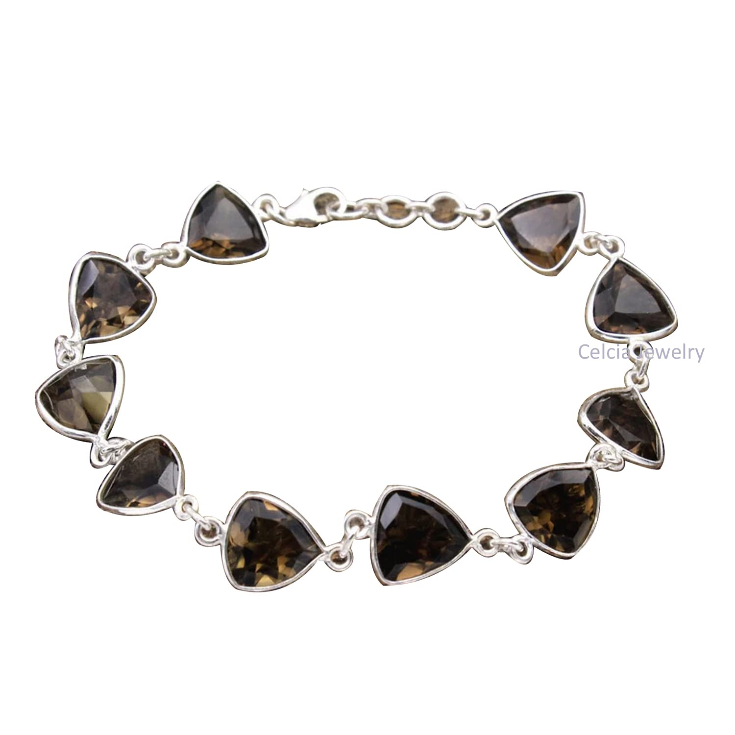 925 Sterling Silver Smoky Quartz Bracelet for Women & Men - Handcrafted Gemstone Jewelry for Gifts & Daily Wear