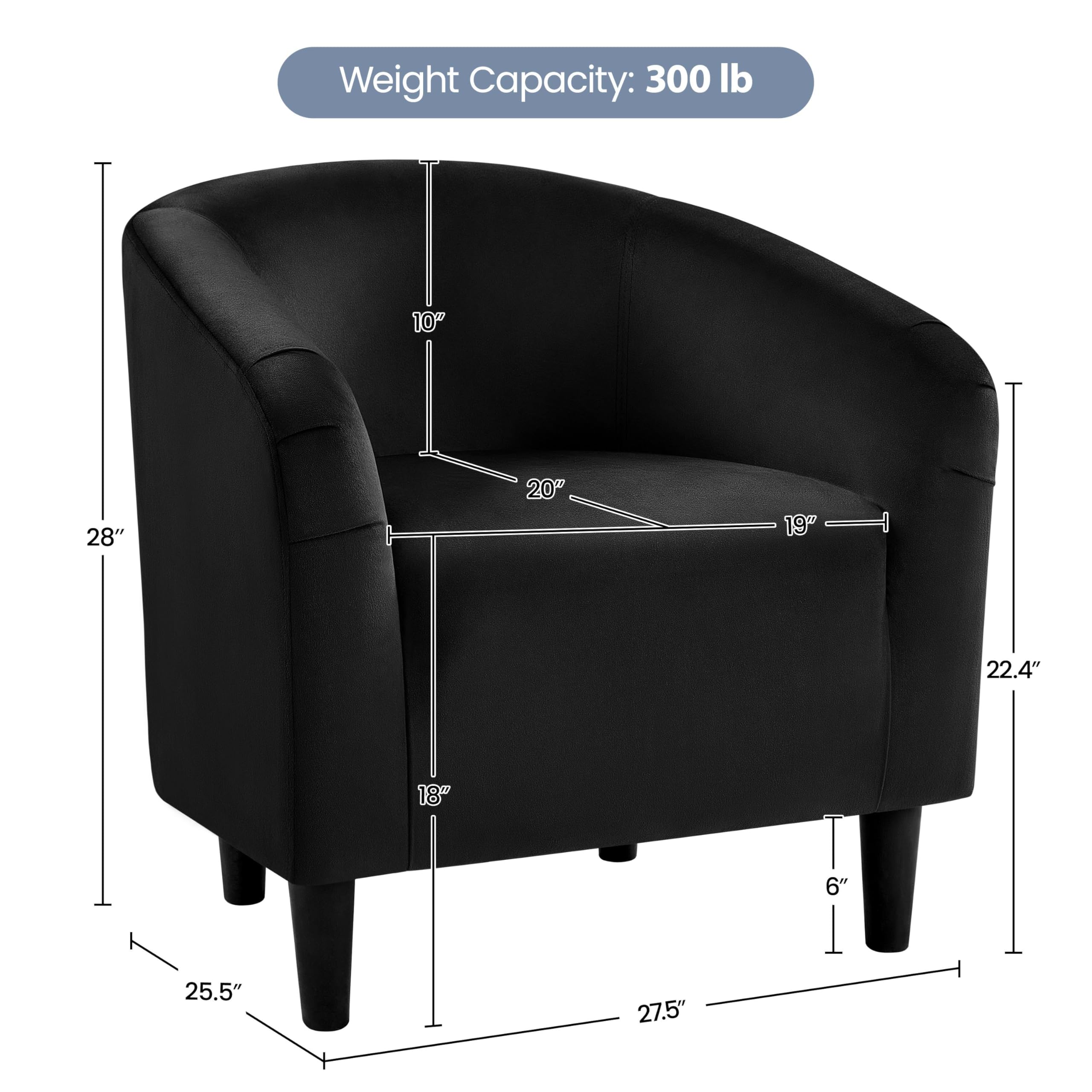 Yaheetech Modern Velvet Barrel Chair - Comfy Accent Armchair for Living Room, Bedroom, Office - Stylish Club Sofa & Vanity Chair for Small Spaces (Black) - Perfect for Reading Nooks, Home Offices & Cozy Corners