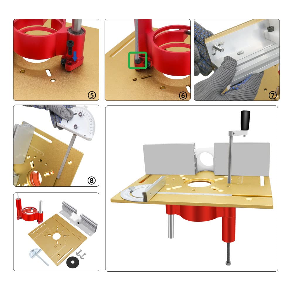 Precision Router Lift System with 3 Router Table Inserts - 47mm Max Lift, Black | Heavy-Duty Routing Table for Woodworking & DIY Projects | Perfect for Cabinet Making, Furniture Building & Professional Wood Shops