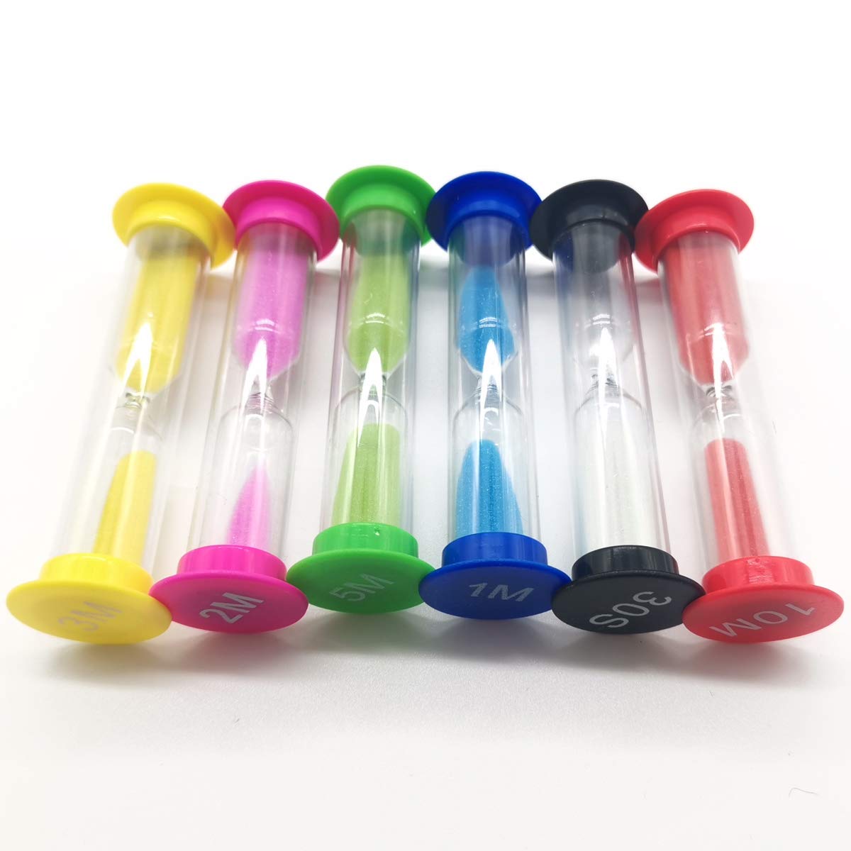 TIHOOD 24-Piece Multicolor Plastic Sand Timer Set - 30 Sec, 1 Min, 2 Min, 3 Min, 5 Min & 10 Min Hourglass for Kids & Adults - Perfect for Classroom, Kitchen, Games, Office & Time Management Activities