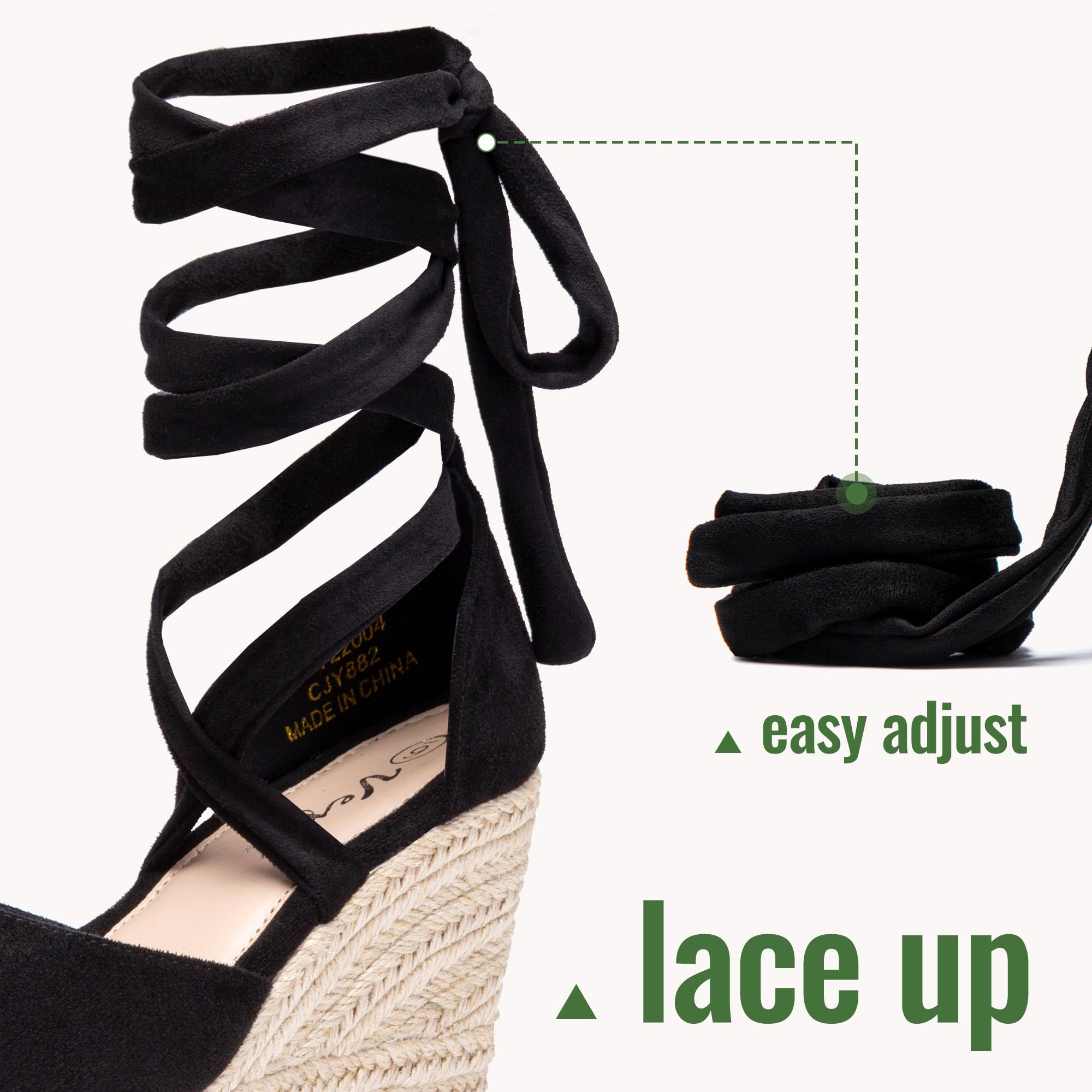 Vepose Women's Platform Wedge Sandals - Open Toe Espadrilles with Lace-Up Design for Summer Beach, Party & Casual Outfits