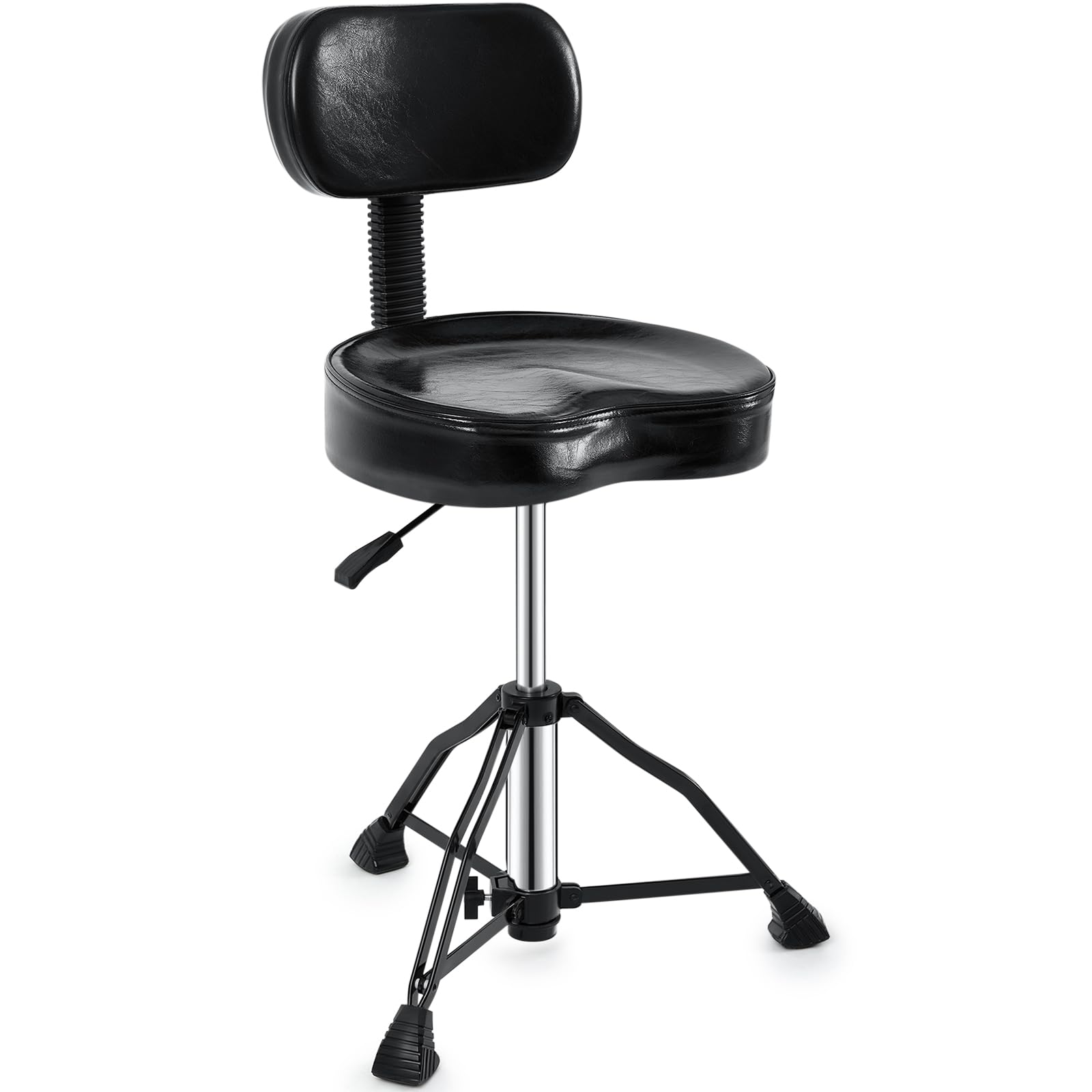 Adjustable Hydraulic Drum Throne with Backrest & Memory Foam Seat - Stable Bass Drum Stool for Adult Drummers & Guitar Players (Black, Apple Style) - Perfect for Home Studios, Live Performances & Music Practice Sessions