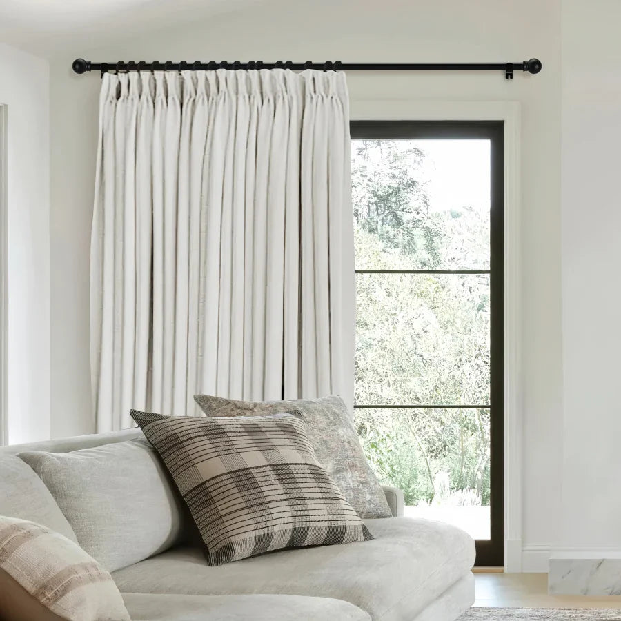 Pinch Pleated Blackout Curtains - 100% Linen Custom Drapes in Grey & Beige | Modern Thermal Insulated Window Treatments for Living Room & Bedroom