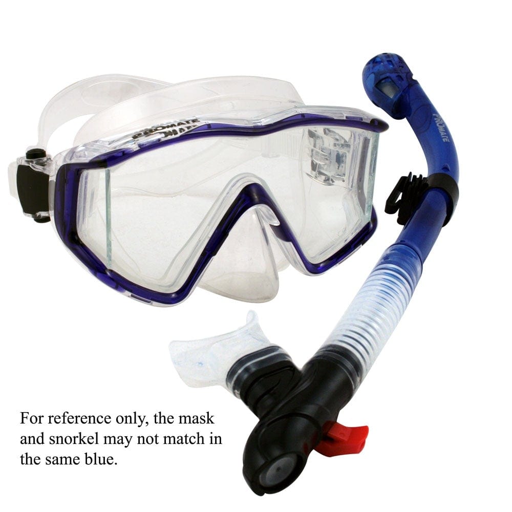 Promate Snorkeling Gear Set - Panoramic Scuba Dive Mask with DRY Snorkel & PURGE Valve (Model SCS0091) - Perfect for Ocean Adventures, Beach Vacations & Underwater Exploration