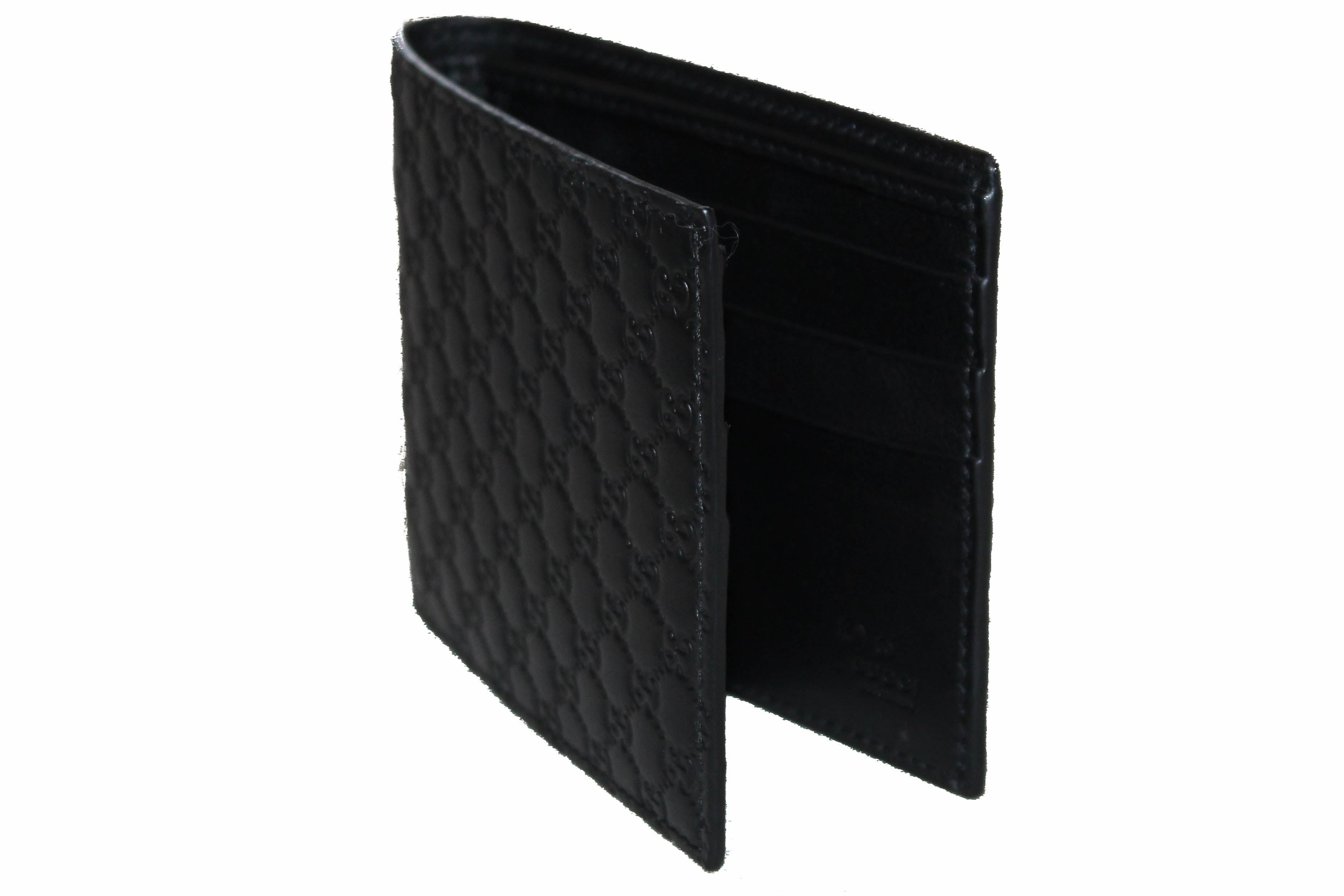 Authentic Gucci Black Microguccissima Leather Bifold Men's Wallet - Slim Luxury RFID Blocking Card Holder for Everyday Use & Travel