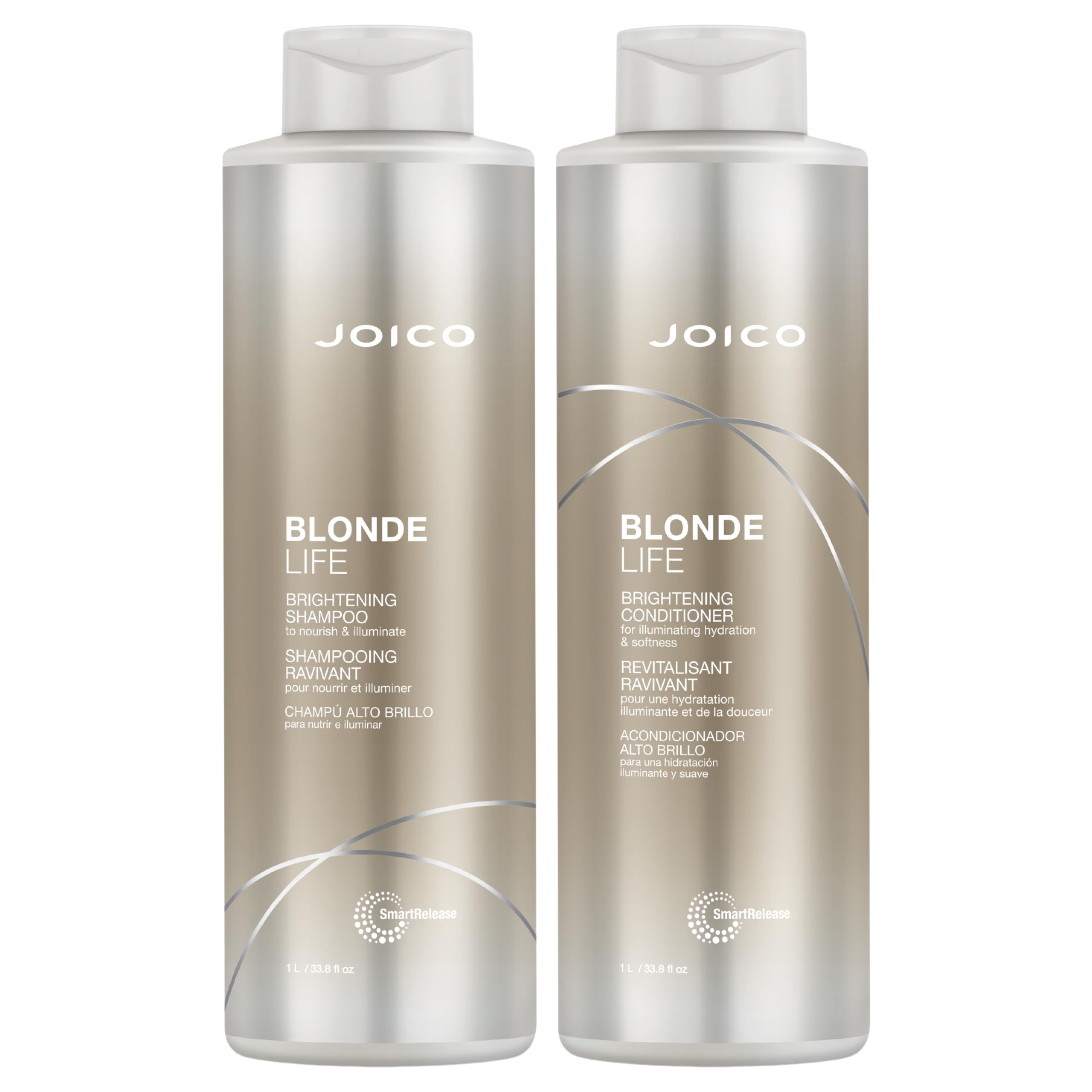 Joico Blonde Life Brightening Shampoo & Conditioner Set - Sulfate-Free Purple Shampoo for Blonde Hair with Monoi & Tamanu Oil - Adds Softness, Smoothness & Shine - Perfect for Color-Treated & Highlighted Hair at Home or Salon Use