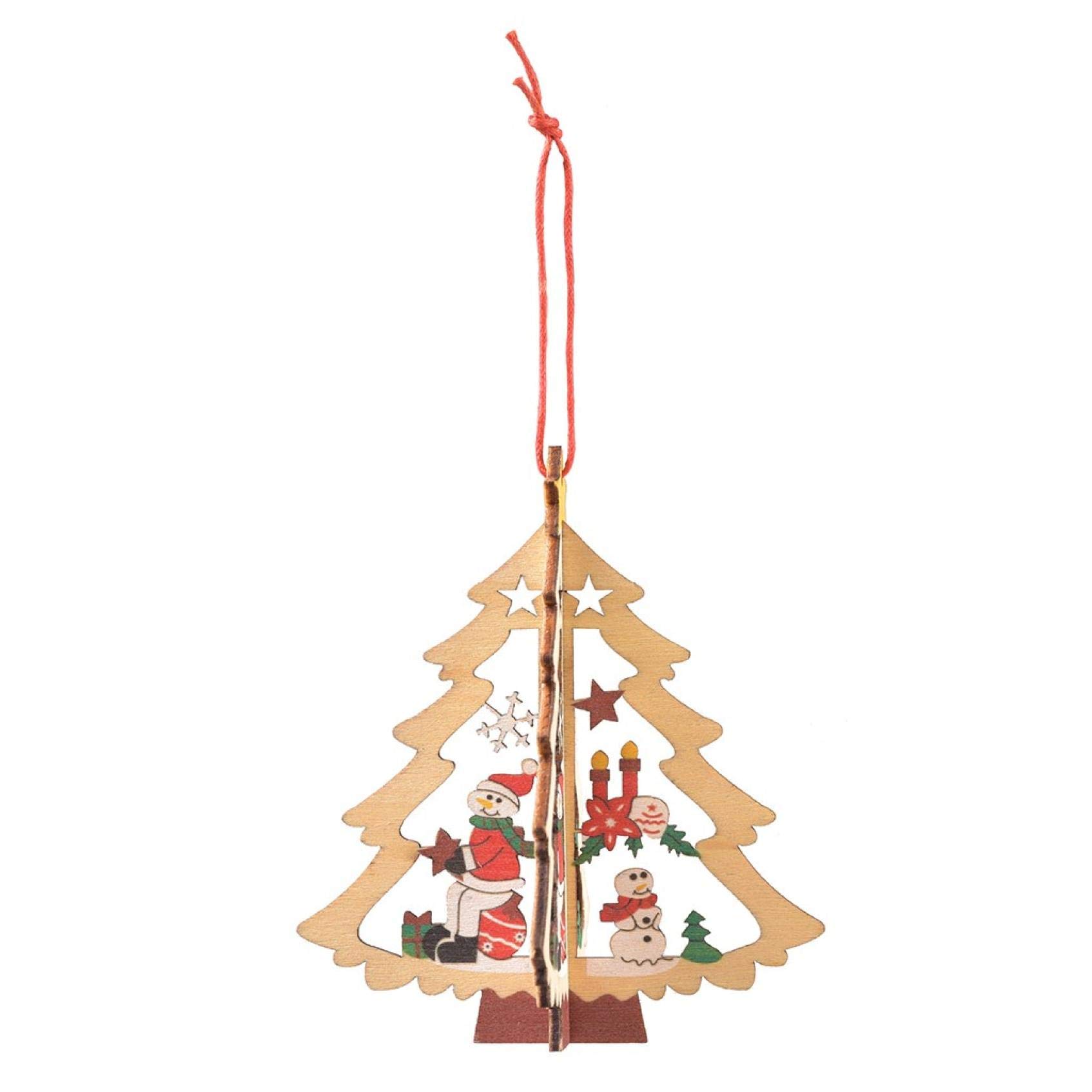 3D Wooden Snowflake Christmas Ornaments - Hollow Zinc Alloy Holiday Decor for Home, Tree, Party & Gift (Multicolor)