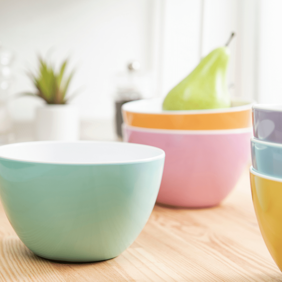 bzyoo 6-Piece 5.5 Inch 30.4oz ColorPop Bowls Set - Pastel Colored Melamine Serving Bowls for Salads, Desserts, Snacks & Party Tableware