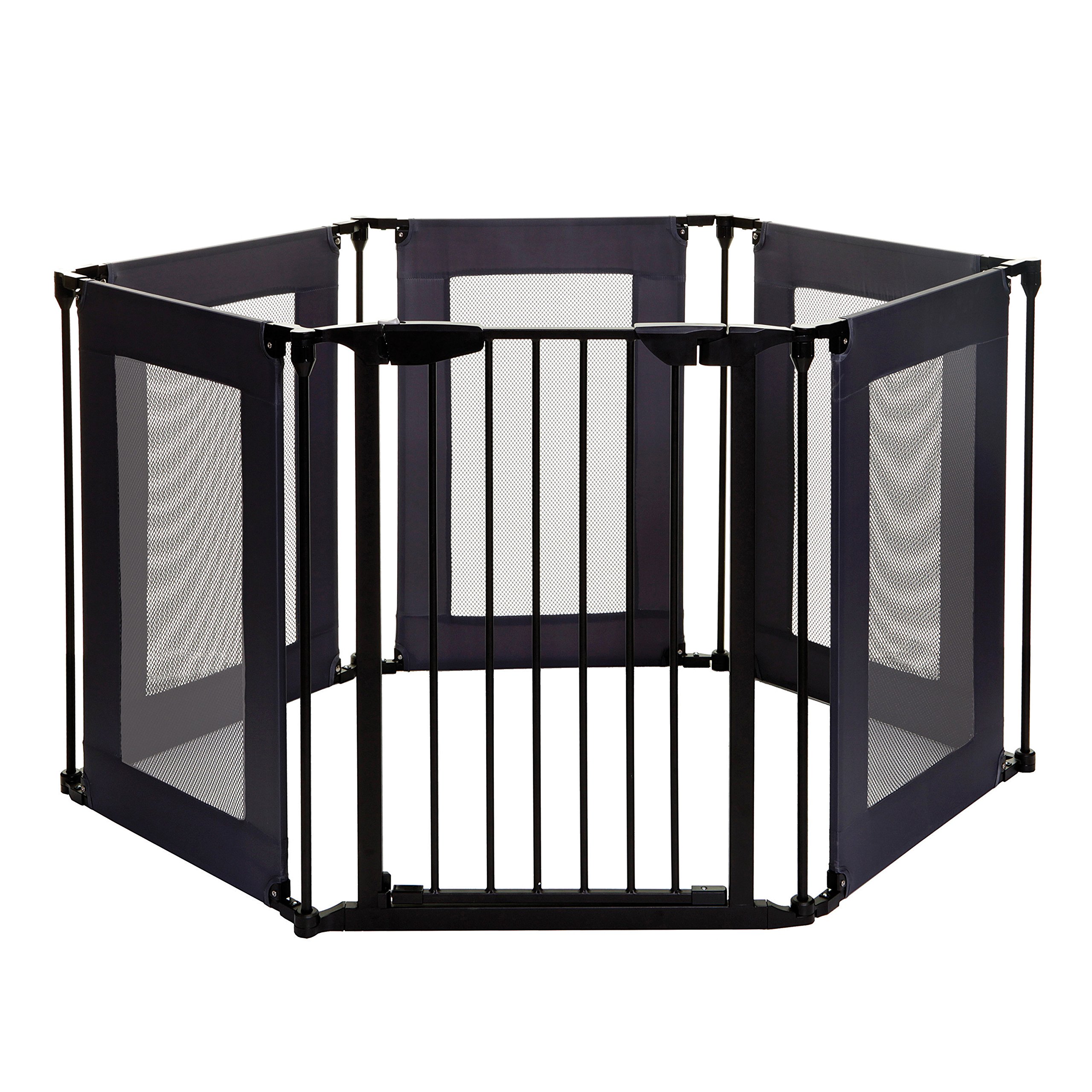 Dreambaby Brooklyn Converta 3-in-1 Playpen - 6 Panel Baby Play Yard & Toddler Safety Gate | Foldable Playpen for Indoor/Outdoor Use | Perfect for Playtime, Naptime & Childproofing - Black