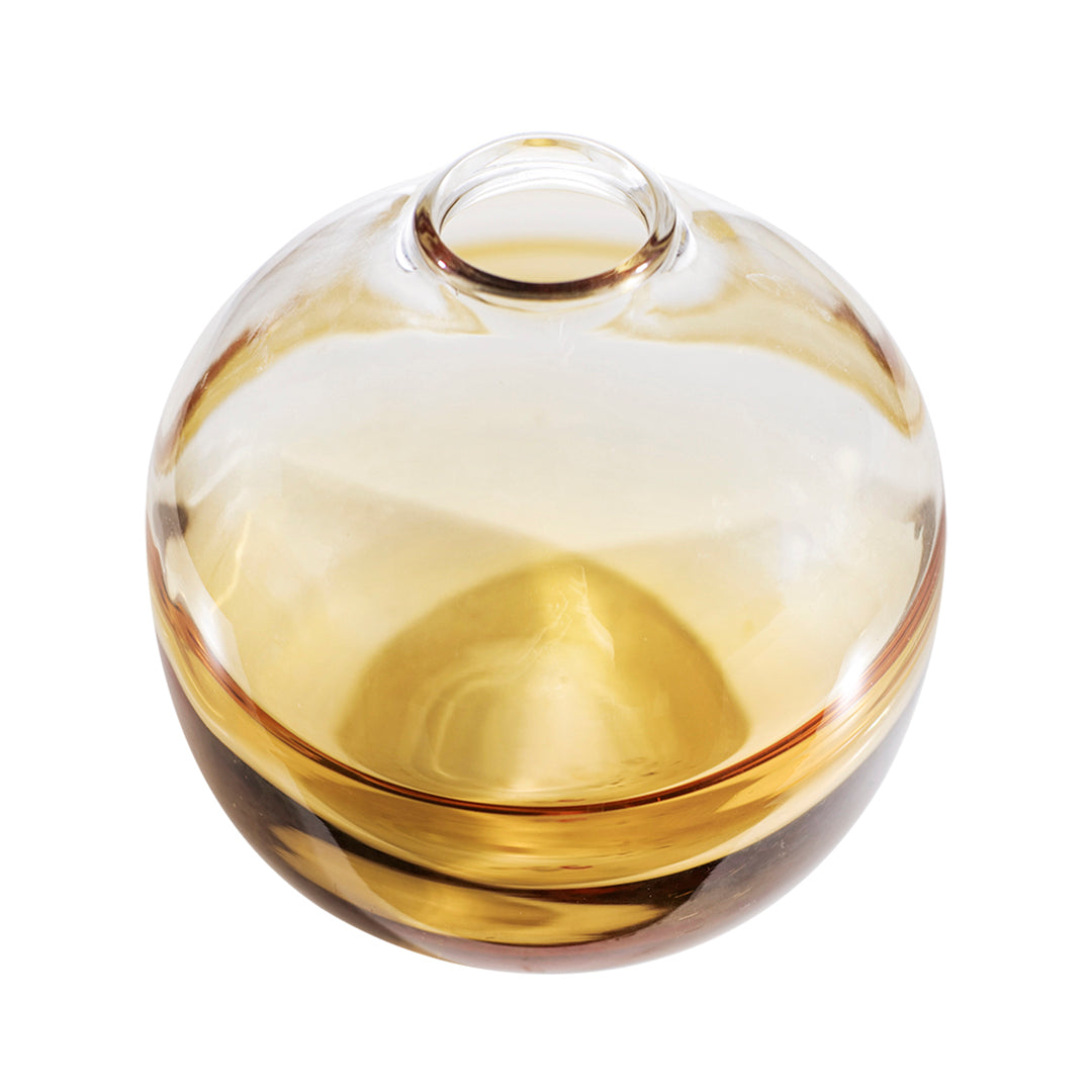 Elegant Amber Glass Vase - Handcrafted Decorative Flower Vase for Home Decor, Wedding Centerpieces & Boho Style Interior Design