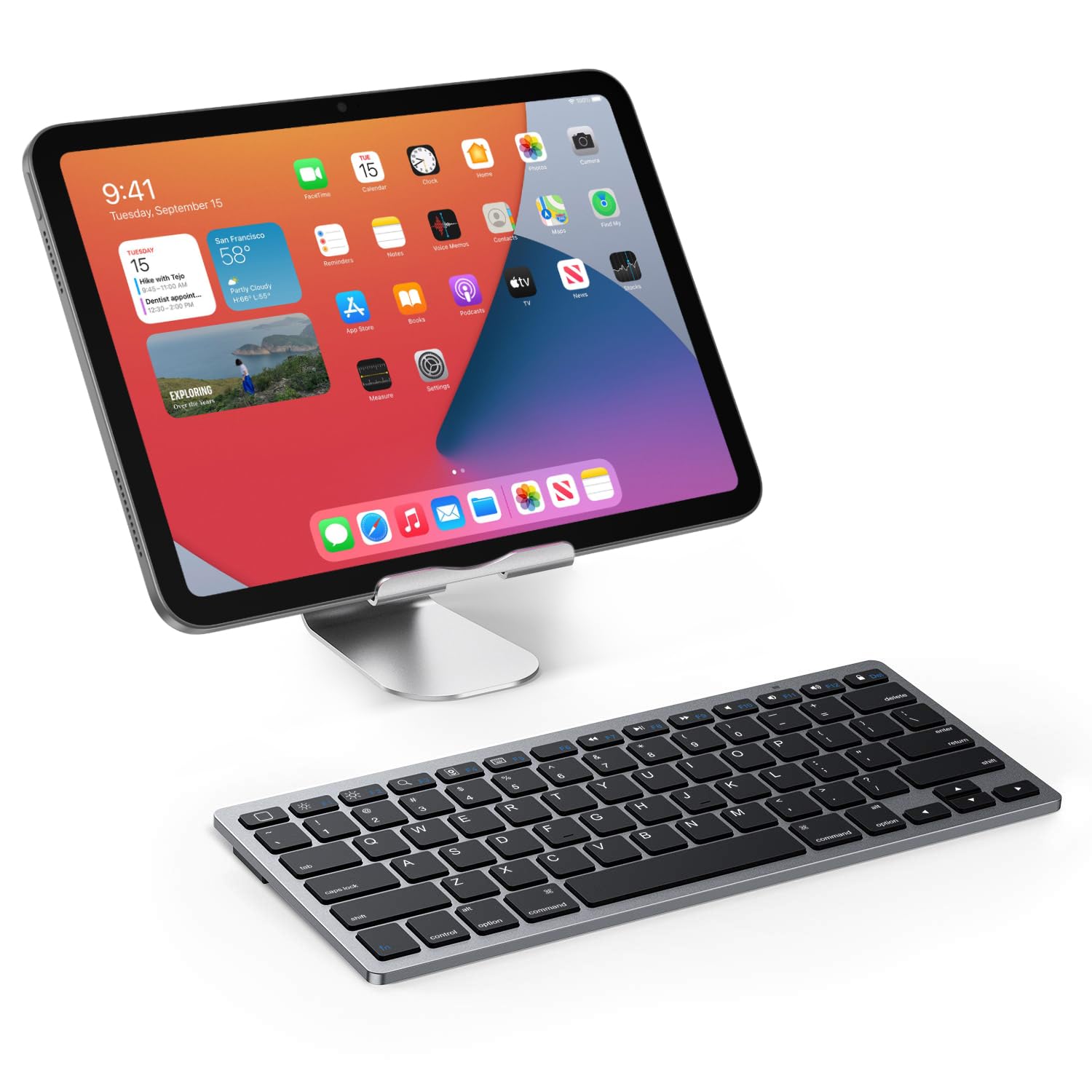 OMOTON Bluetooth Keyboard for iPad 10th Gen, iPad 10.2 (9th/8th/7th Gen), iPad Pro 13/12.9/11 inch, iPad Air 13/11 inch (5th/4th Gen), iPad Mini - Slim Wireless Keyboard with Bluetooth 5.1 - Compatible with iOS & Android Devices - Perfect for Home, Office & Travel (Grey)