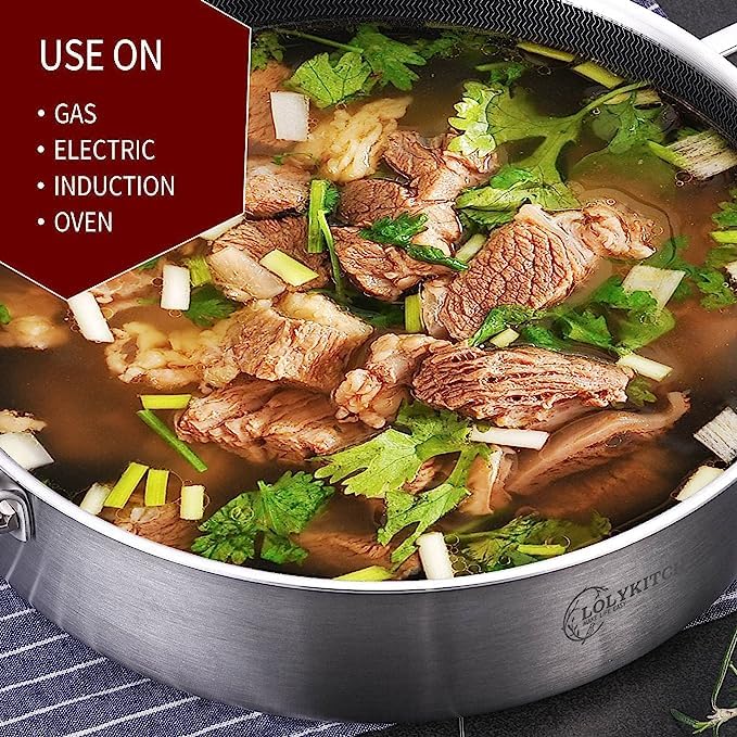 6 QT Hybrid Tri-Ply Stainless Steel Non-Stick Sauté Pan with Lid - 12 Inch Deep Frying Skillet, Induction Compatible & Oven Safe Cookware with Detachable Handle - Perfect for Sautéing, Frying & Baking in Home Kitchen