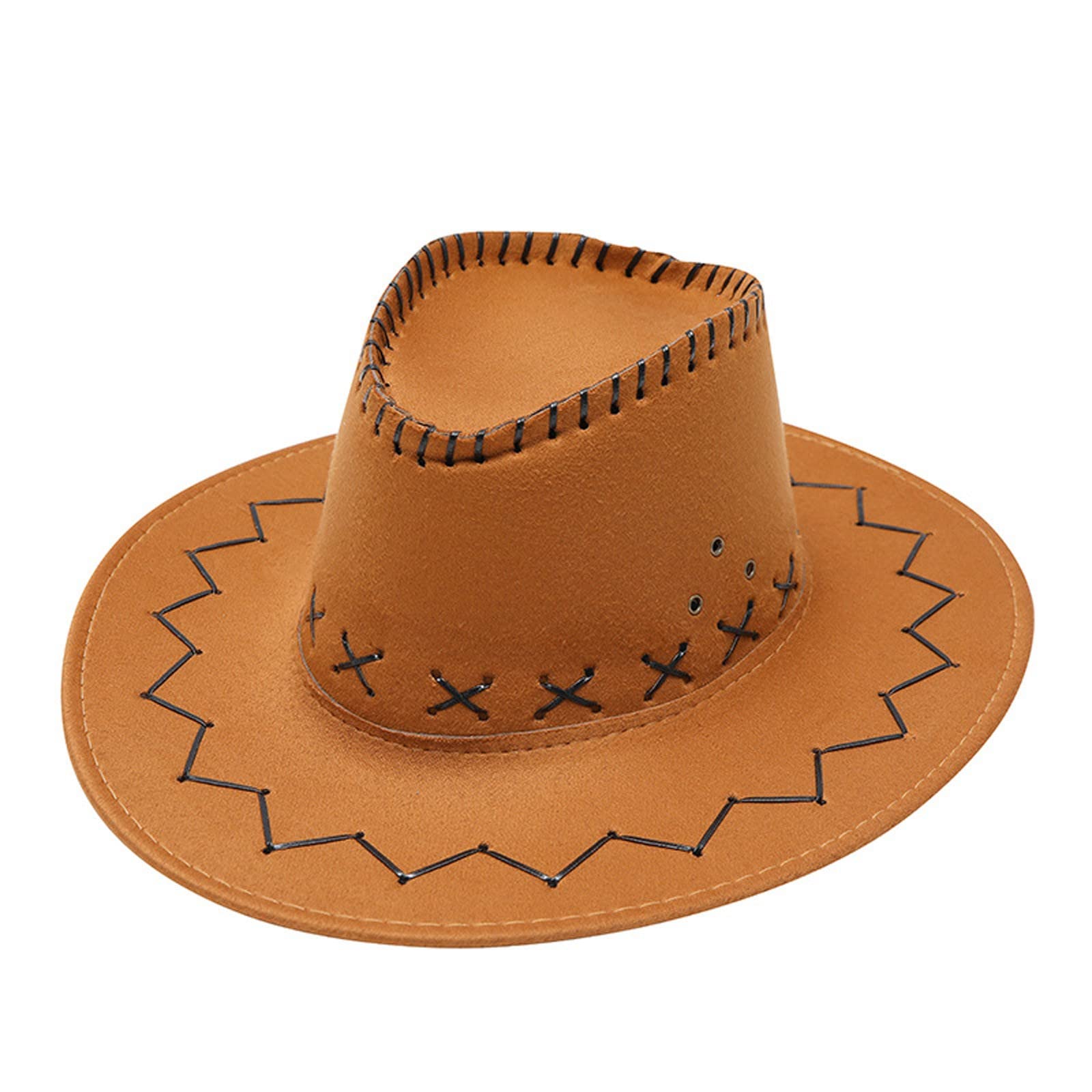 Western Cowboy Hat for Men & Women - Summer Wide Brim Sun Hat with Solid Stitching - Fashionable Travel & Outdoor Sun Protection Hat for Beach, Rodeo, and Country Western Events