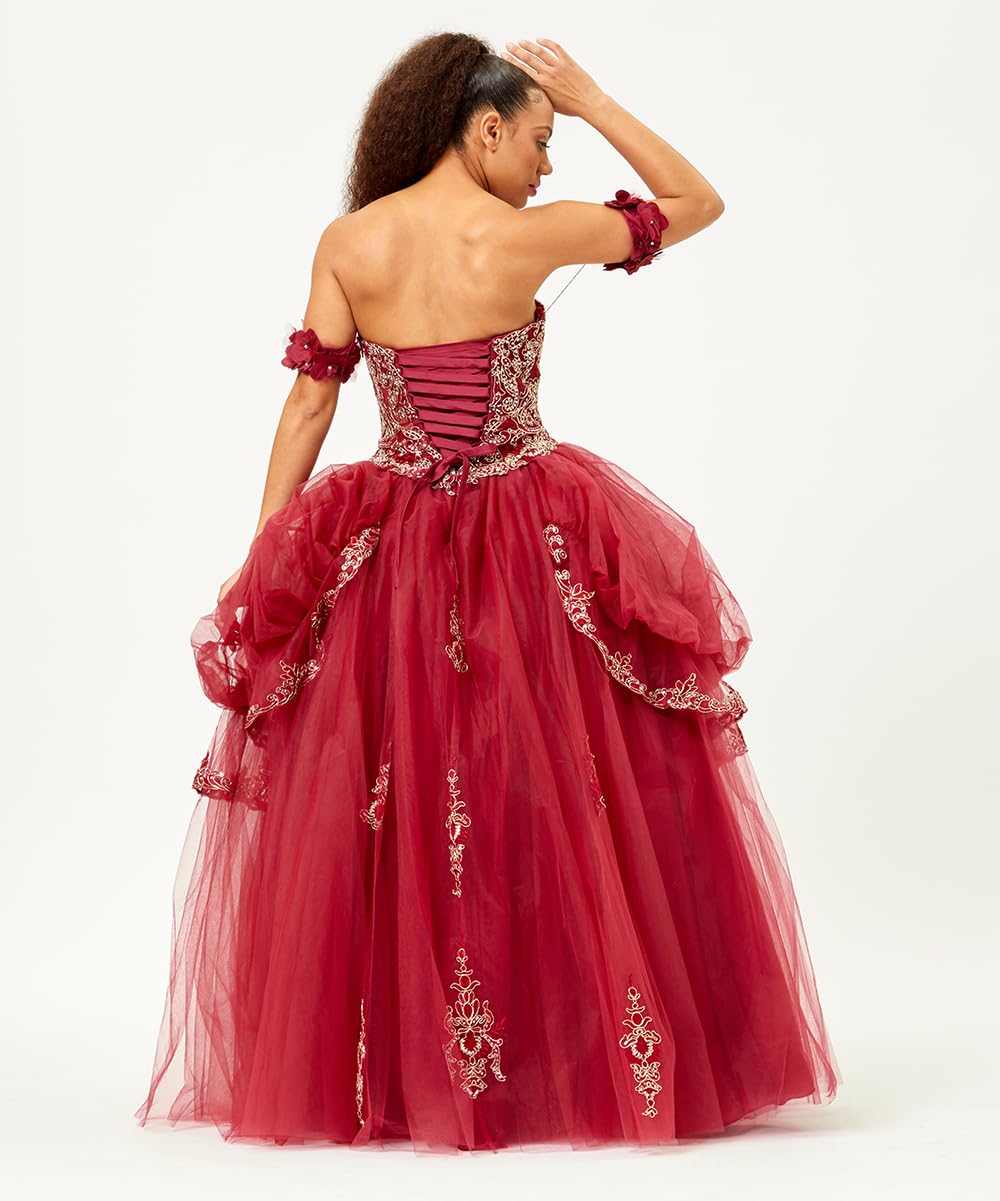 FDS120 Elegant Off-The-Shoulder Sweetheart Neckline Ball Gown Dress for Prom, Wedding, and Formal Events - Perfect for Evening Parties, Homecoming, and Special Occasions