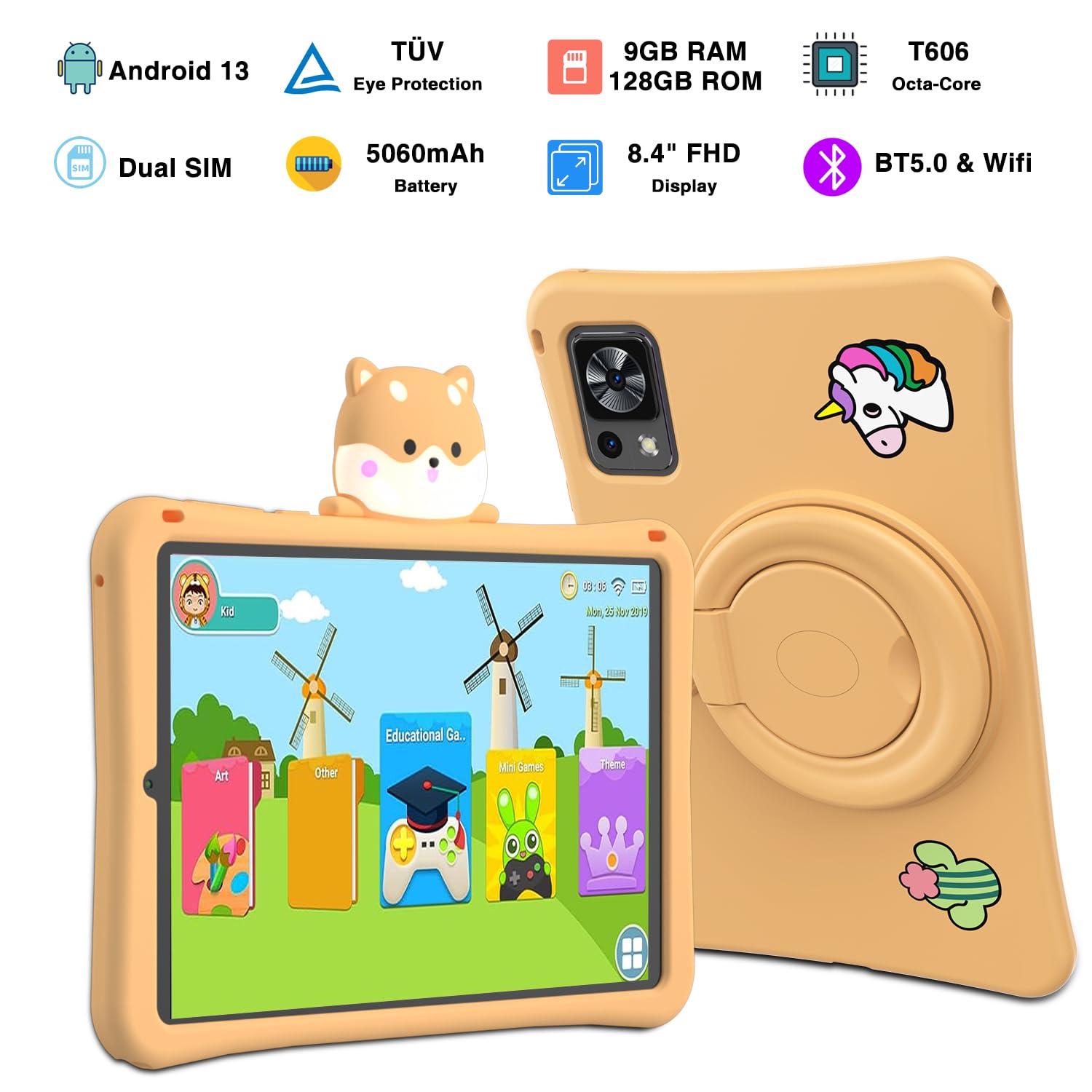 DOOGEE T20 MINIKID Tablet - 10.1 Inch Android 12 Kids Tablet with Parental Control, 4GB RAM 64GB ROM, Dual Camera - Perfect for Learning, Games & Entertainment for Children Ages 3-12