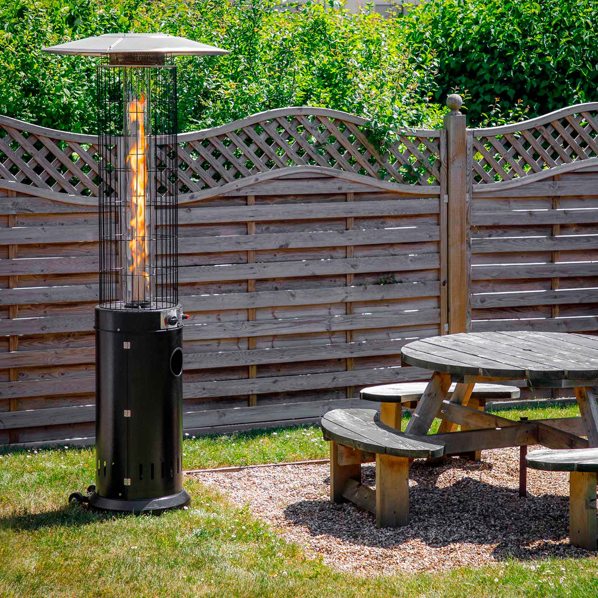 13kW Commercial & Home Gas Patio Heater with Cover - Outdoor Heating Solution for Restaurants, Gardens & Backyards (Black, Model DG226)