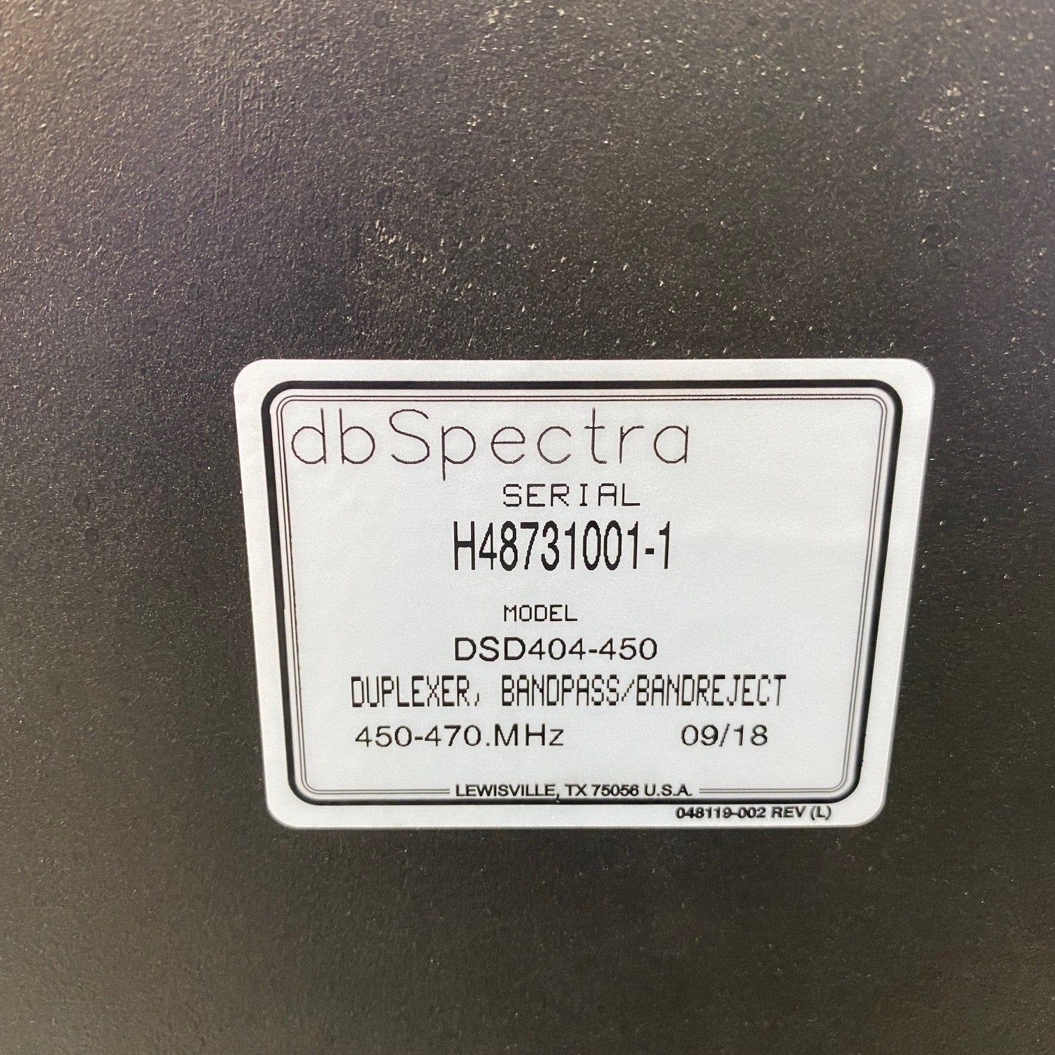 DB Spectra DSD404 450-470 MHz UHF Duplexer for Two-Way Radio Communication - Ideal for Public Safety, Amateur Radio & Commercial Use