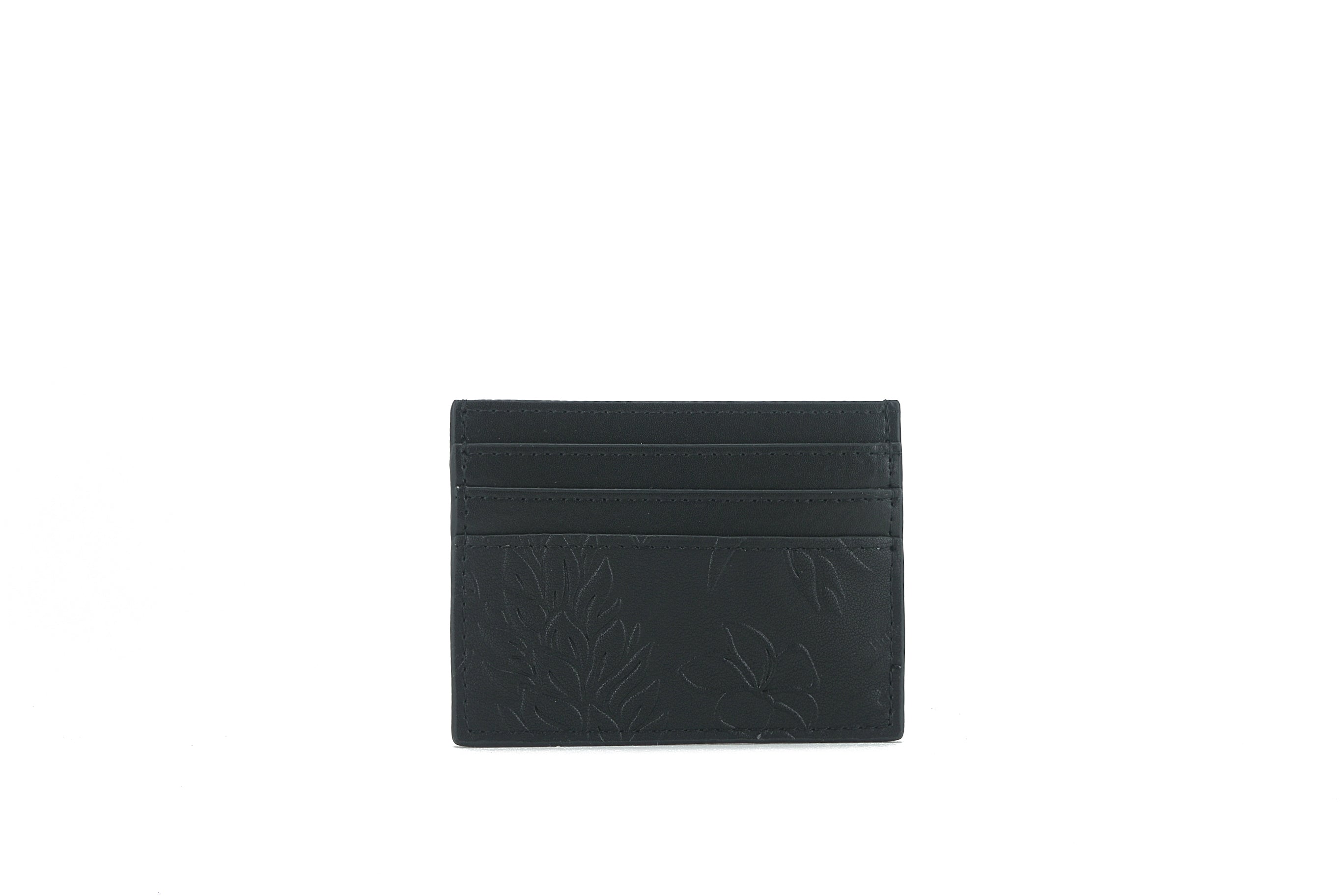 Meilany Ginger Embossed Black Leather Card Holder - Slim RFID Blocking Wallet for Credit Cards & ID (Perfect for Travel, Business, and Everyday Use)