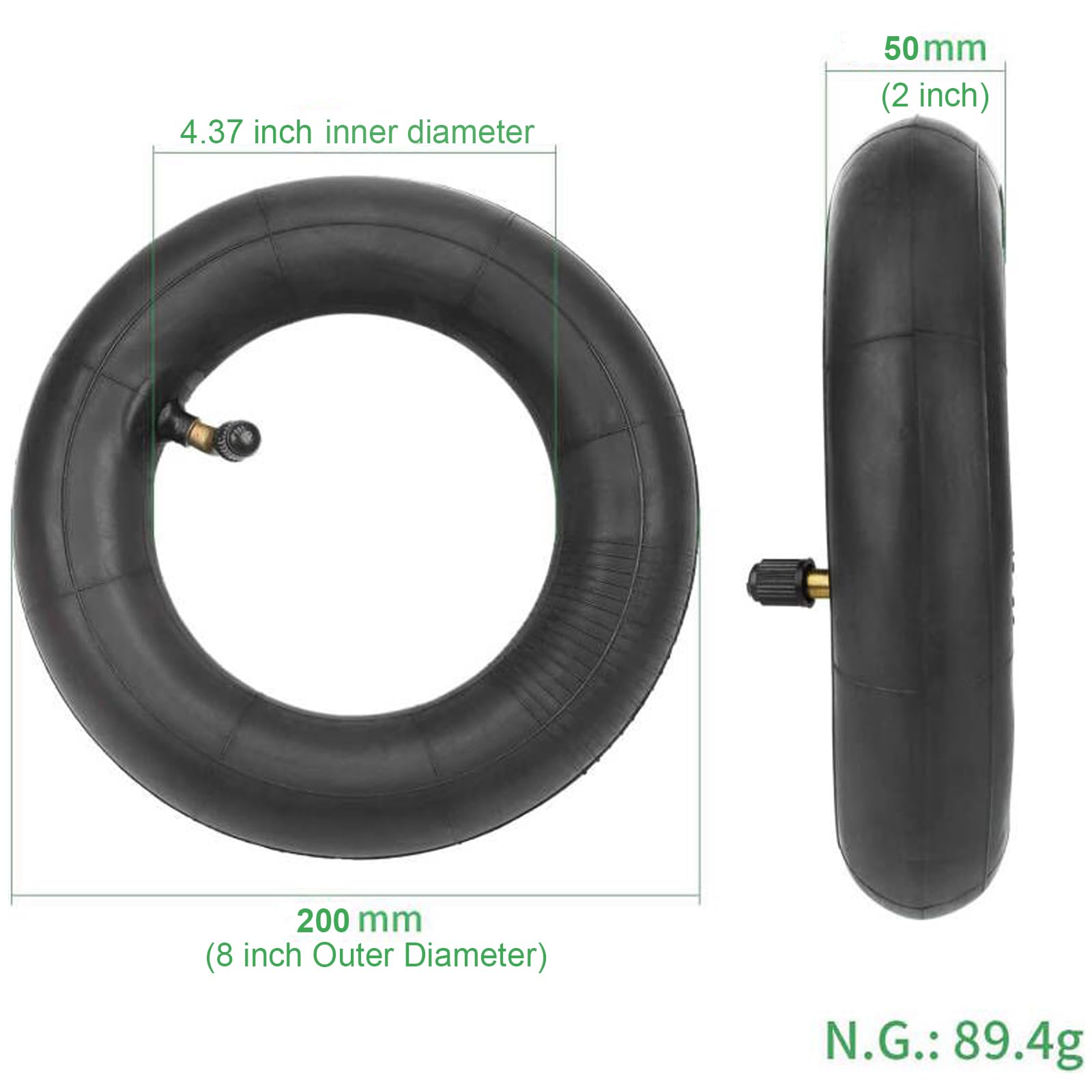 TMOM 2-Pack 8 Inch 200x50 Thickened Inner Tubes for Electric Scooter - Heavy Duty Rear Wheel Replacement Tubes for Commuting, Delivery & Urban Riding