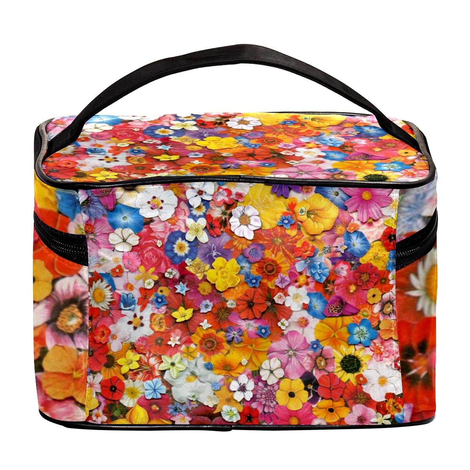 Floral Pattern Travel Makeup Bag - Large Cosmetic Organizer with Zipper for Women & Girls | Perfect for Vacation, Gym, and Daily Essentials Storage