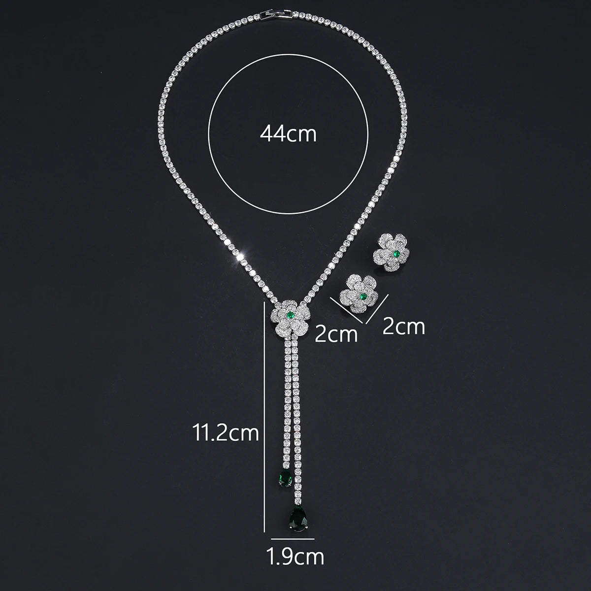 Elegant Floral Necklace and Earrings Set for Women - Wedding, Bridal, Party Jewelry Accessories - Perfect for Bridal Showers, Prom, and Evening Events