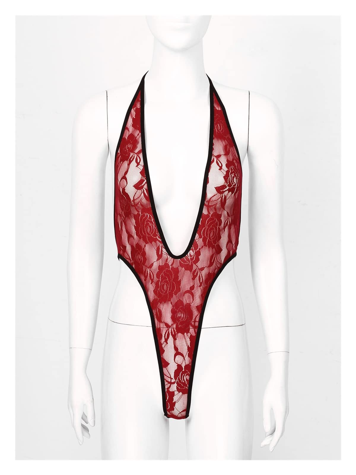 **Sexy One Piece Swimsuit for Women - Halter Lace-Up Deep V Neck Lingerie Bathing Suit, Sleeveless Bodysuit (Color A, One Size) - Perfect for Beach, Pool, or Summer Vacations**