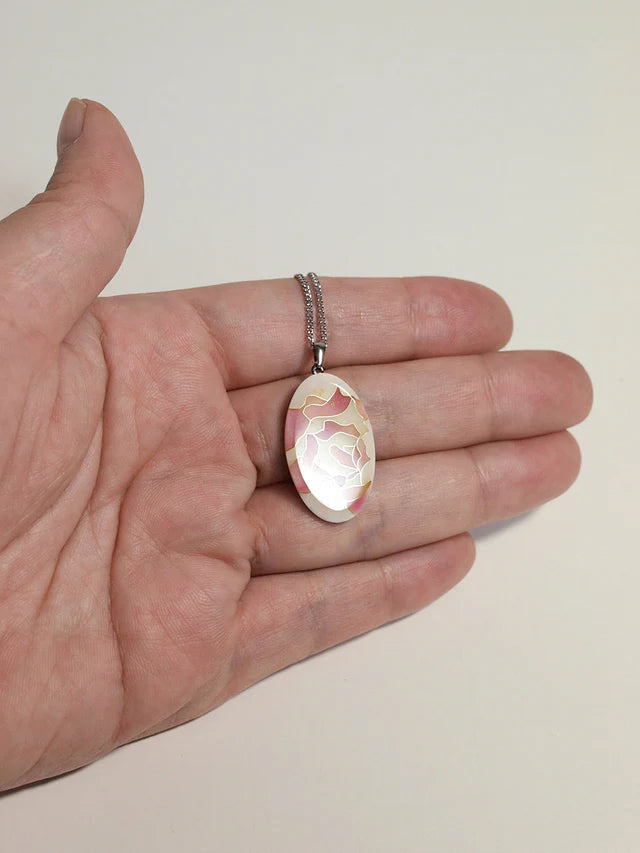 Yusen Shippo Pendant Necklace - Rose Pink Japanese Enamel Jewelry for Women, Elegant Handmade Cloisonne Necklace, Perfect Gift for Birthday, Anniversary & Special Occasions