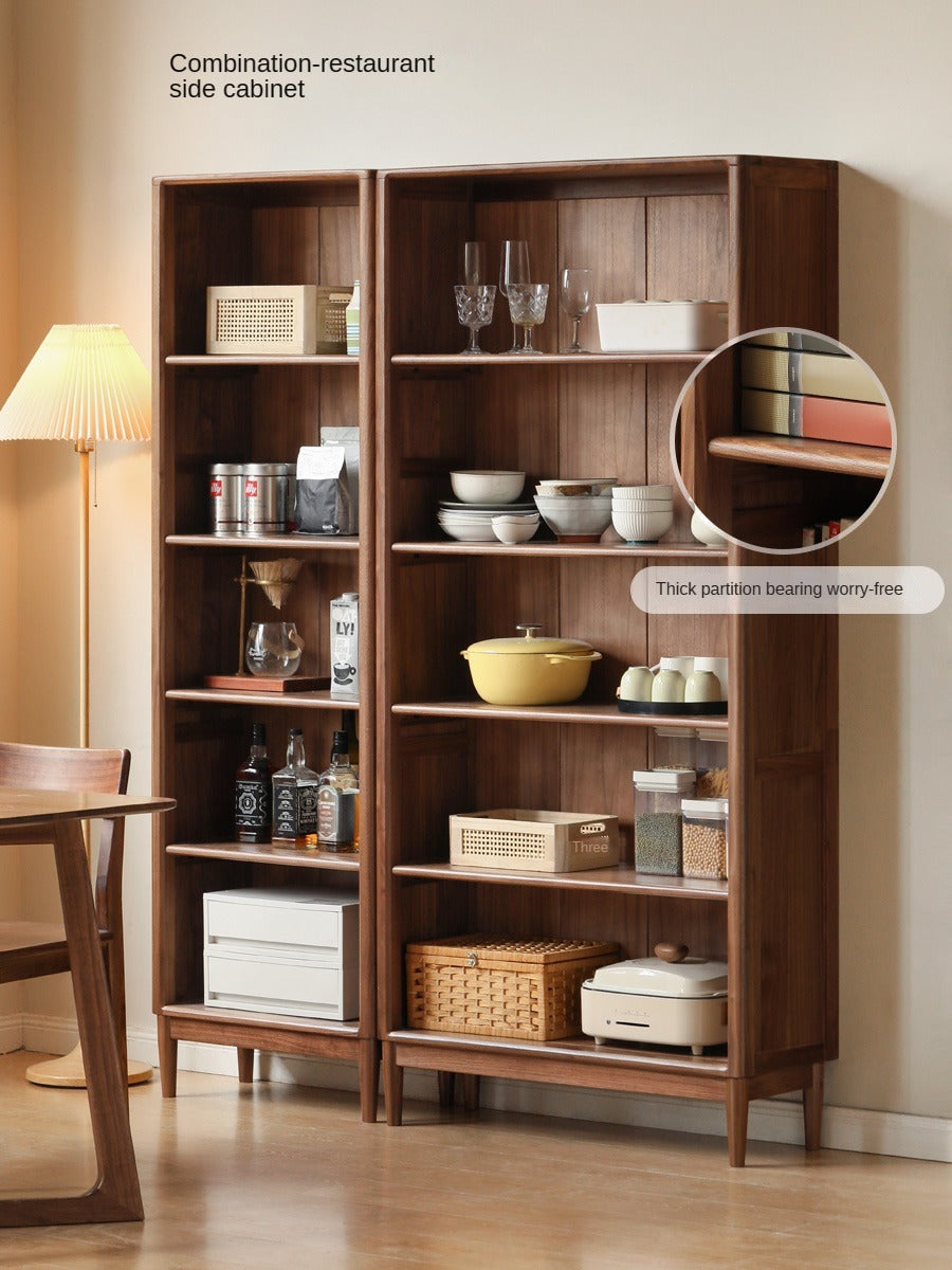 Solid Black Walnut & Oak Wood Bookcase - Customizable Wall-Mounted Bookshelf for Living Room, Home Office & Library Storage