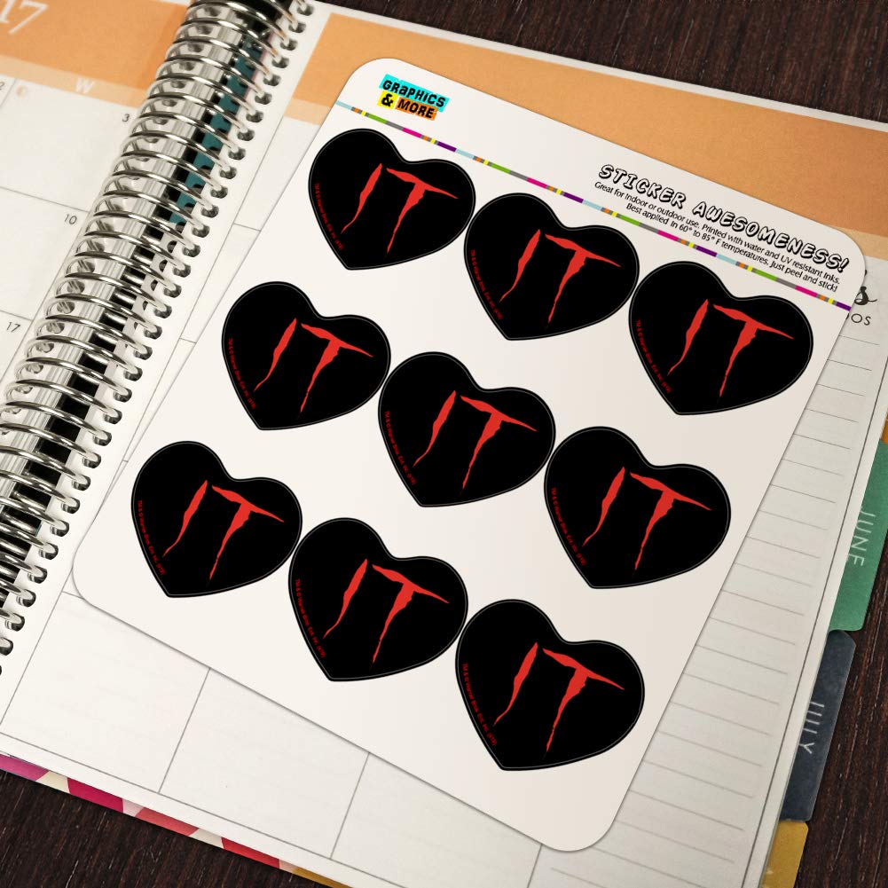 IT Movie Logo Heart Shaped Planner Stickers - Scrapbook & Journal Decorative Vinyl Stickers for Bullet Journals, DIY Crafts, Planners, and Gift Wrapping
