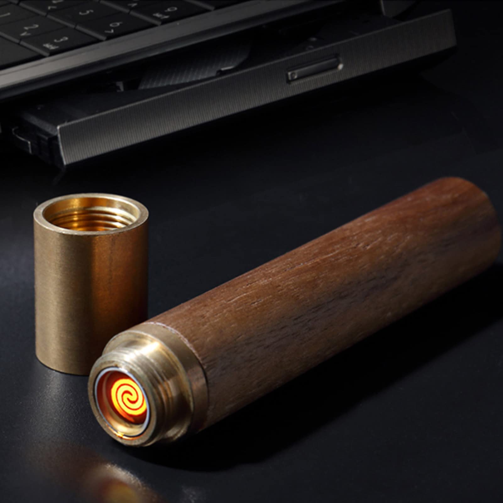 LANDGOO Rechargeable Windproof Electric Lighter - Walnut Wood for Outdoor & Gifts