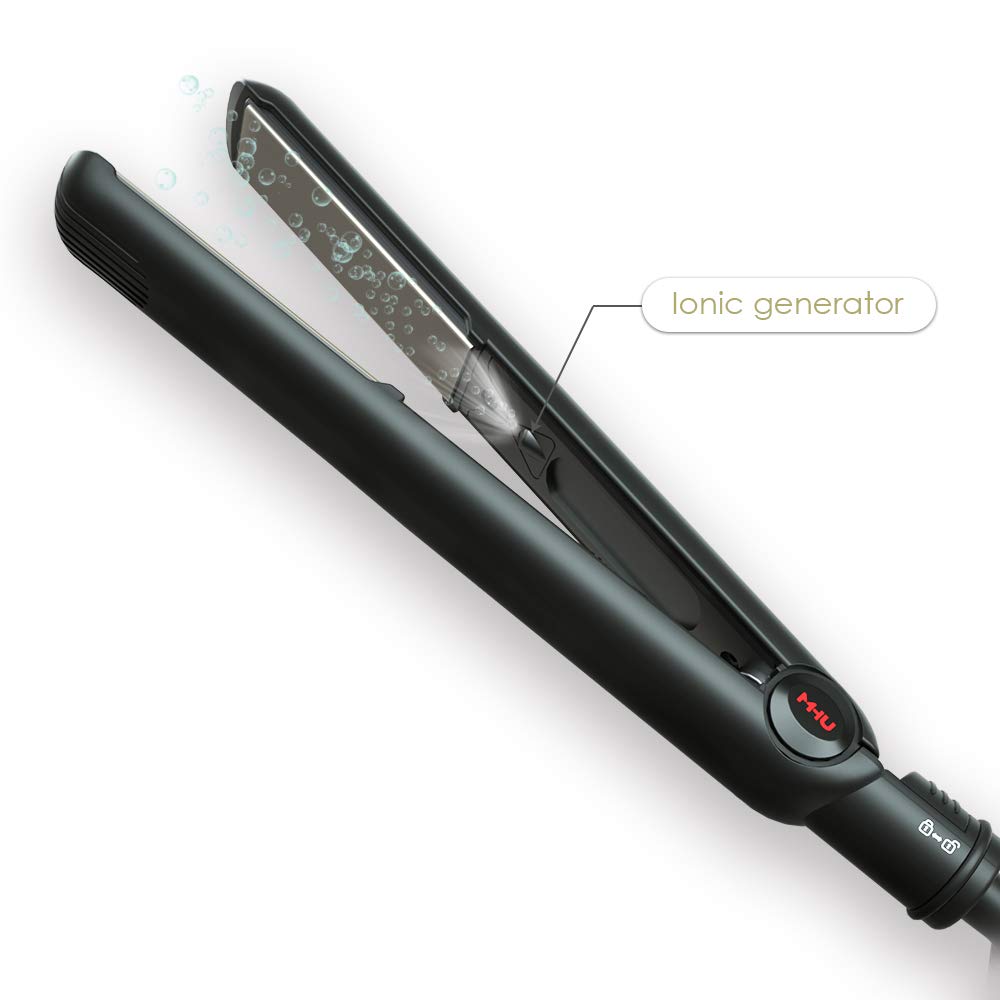 Professional Titanium Hair Straightener 1 Inch - Negative Ionic Flat Iron for Frizz-Free Straightening with 2 Salon Clips | Perfect for Home Use, Salon Styling & Travel