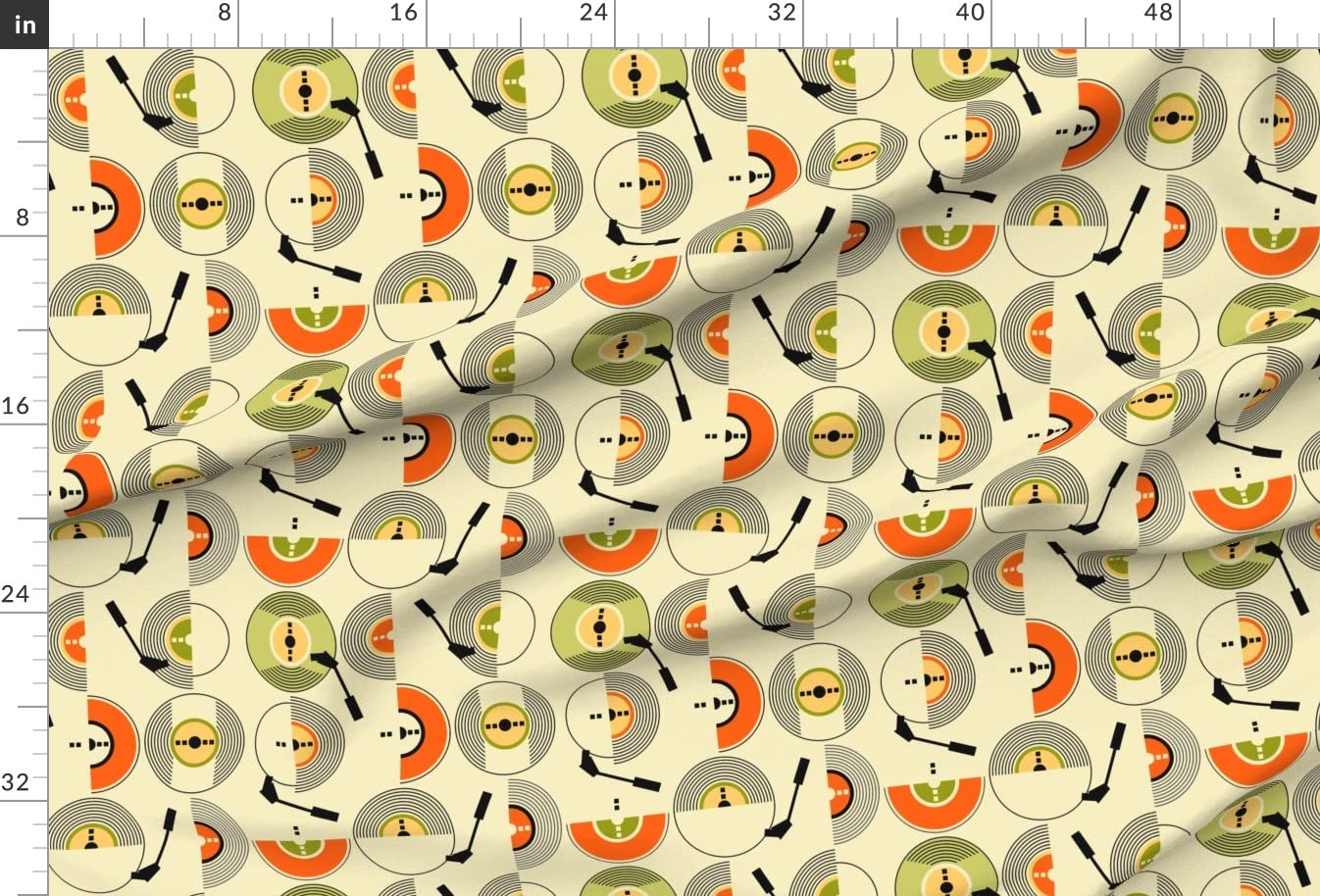 Nostalgic Beige Retro Geometric 80s Music Print Minky Fabric by The Yard - Soft Plush Material for Sewing Baby Blankets, Quilt Backing & DIY Crafts | Perfect for Nursery Decor, Throw Pillows & Cozy Home Textiles