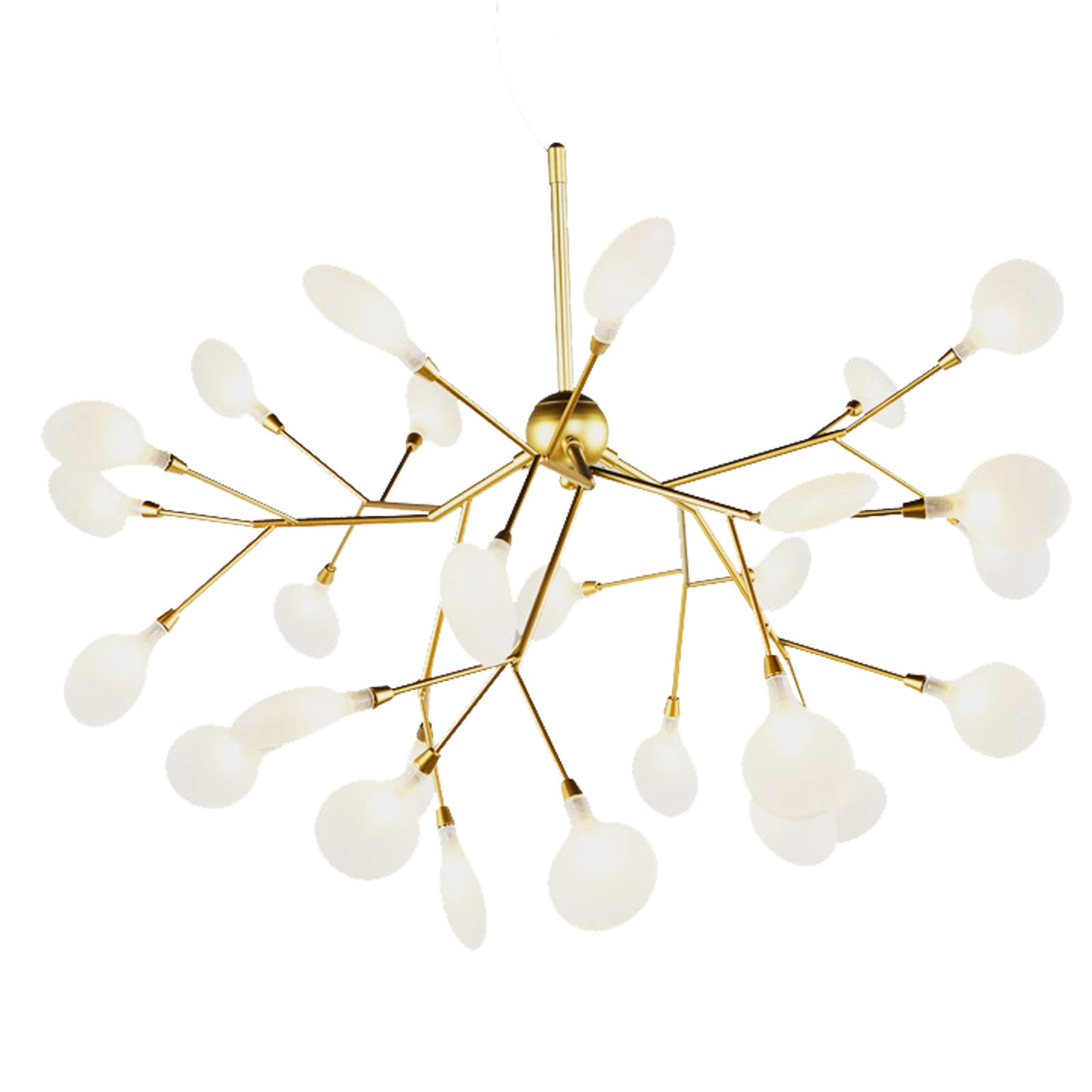 TFCFL Modern 27 LED Sputnik Firefly Pendant Lamp - Gold Chandelier Ceiling Light Fixture for Dining Room, Living Room, Bedroom DIY Lighting