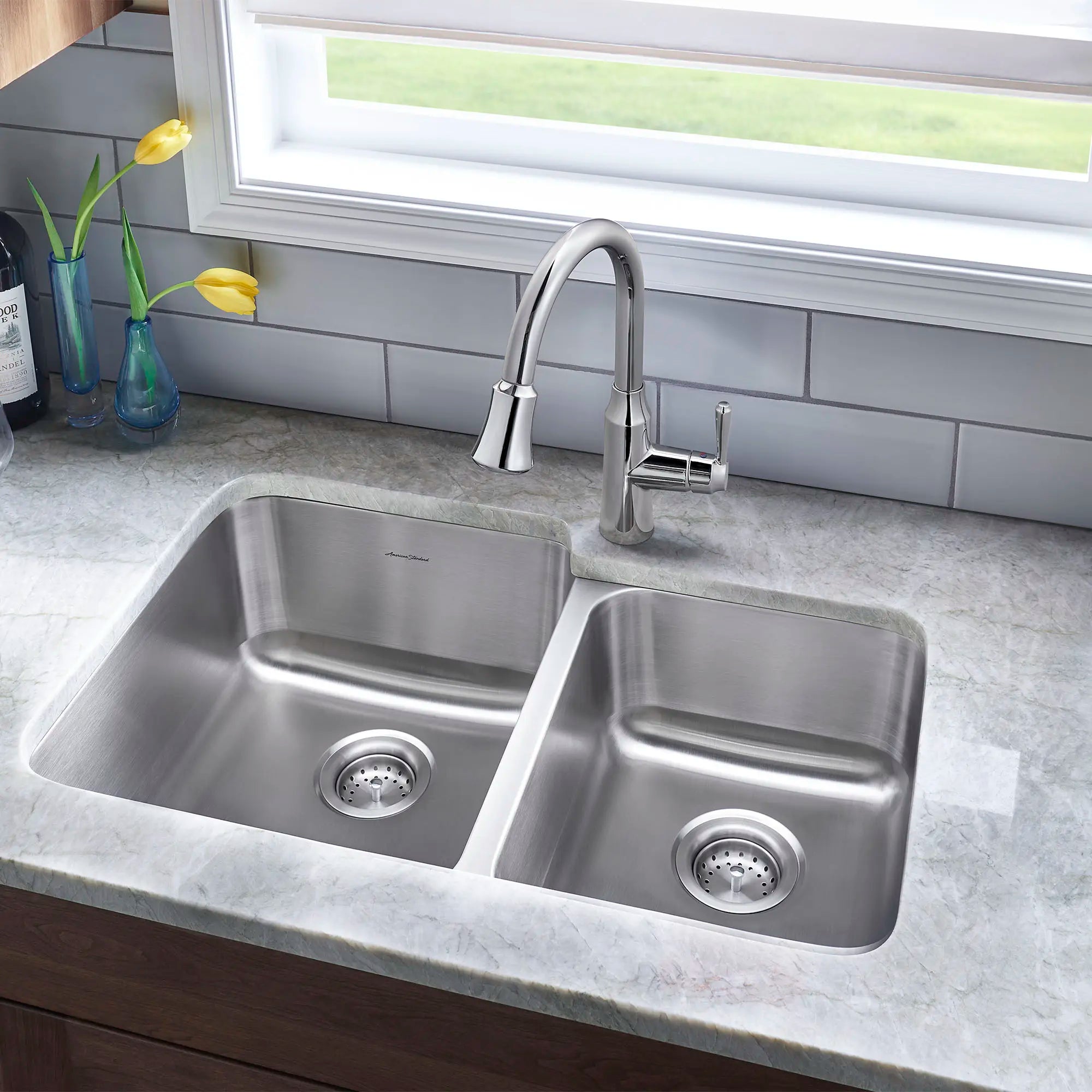 Danville® 31 x 20 Inch 60/40 Stainless Steel Double Bowl Kitchen Sink - Durable & Stylish for Modern Kitchens | Perfect for Washing Dishes, Food Prep & Entertaining